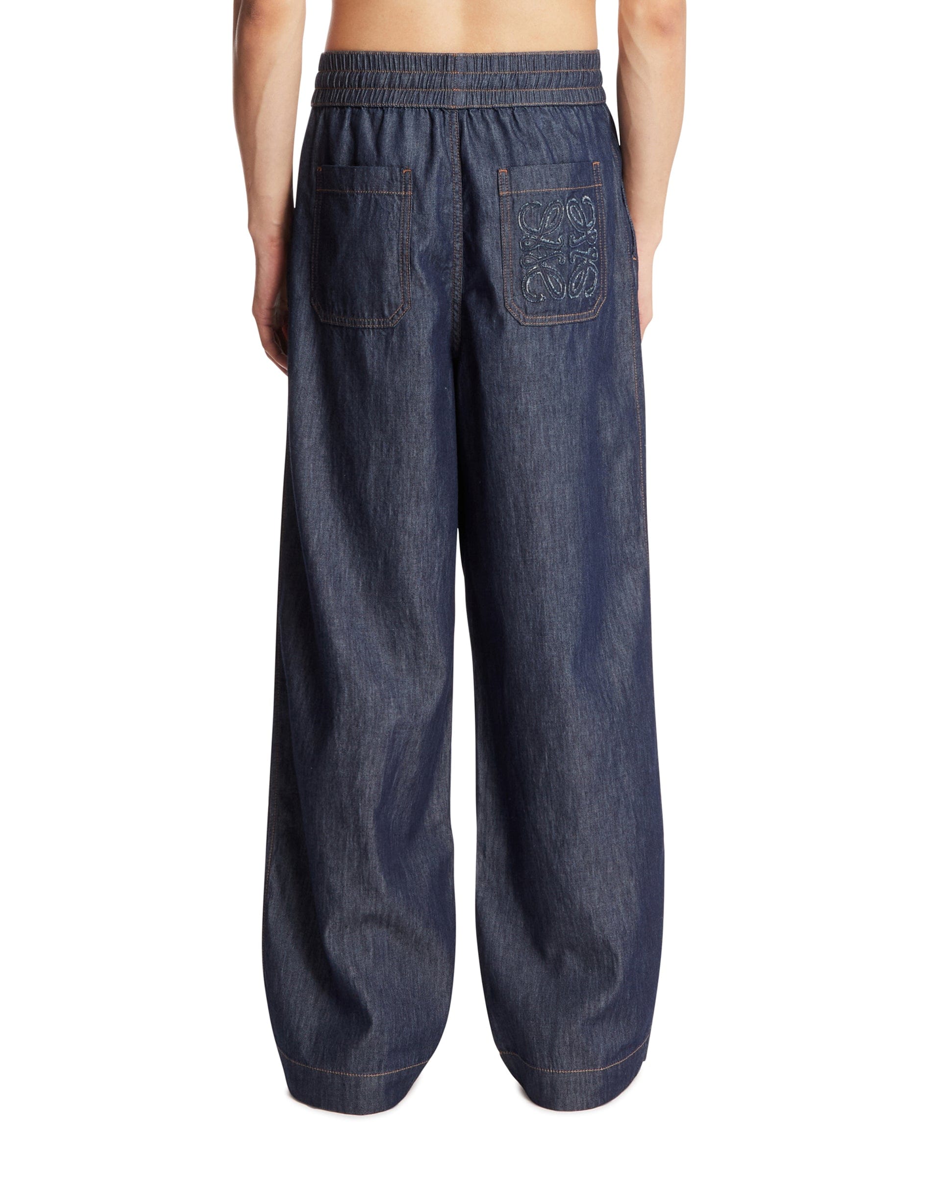 Loewe Pantaloni Anagram In Denim Blu
