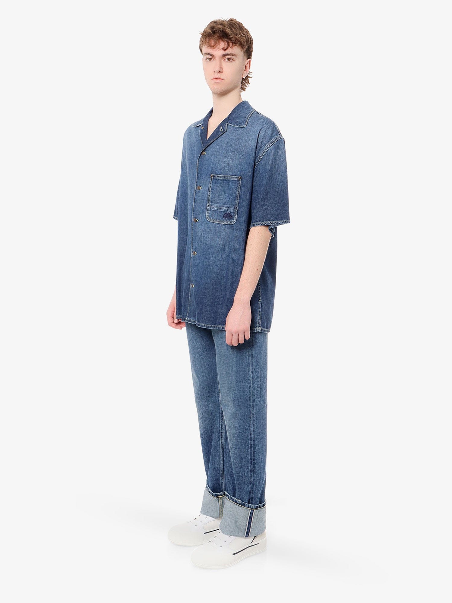 Alexander McQueen Cotton jeans with leather logo patch