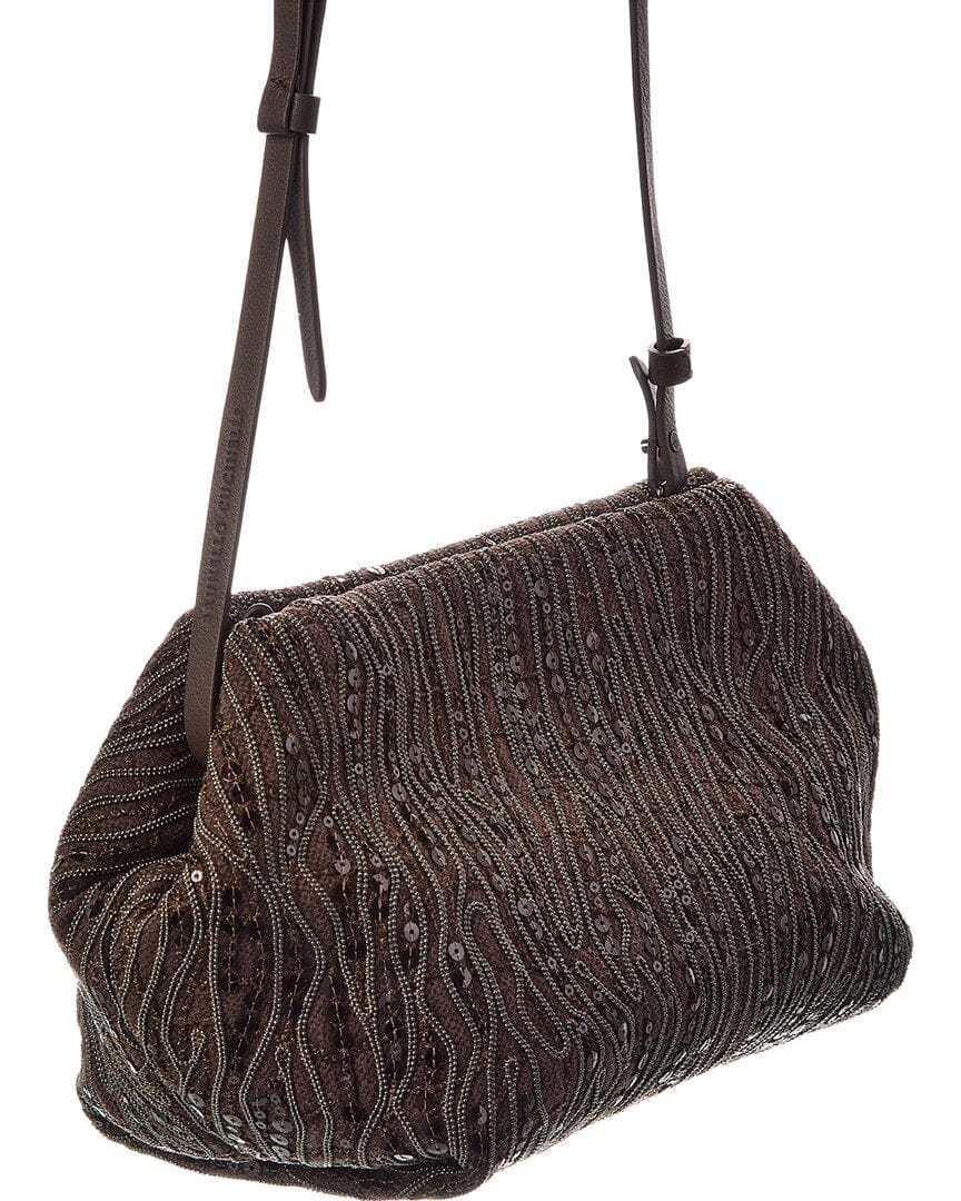 Brunello Cucinelli Canvas & Leather Shoulder Bag