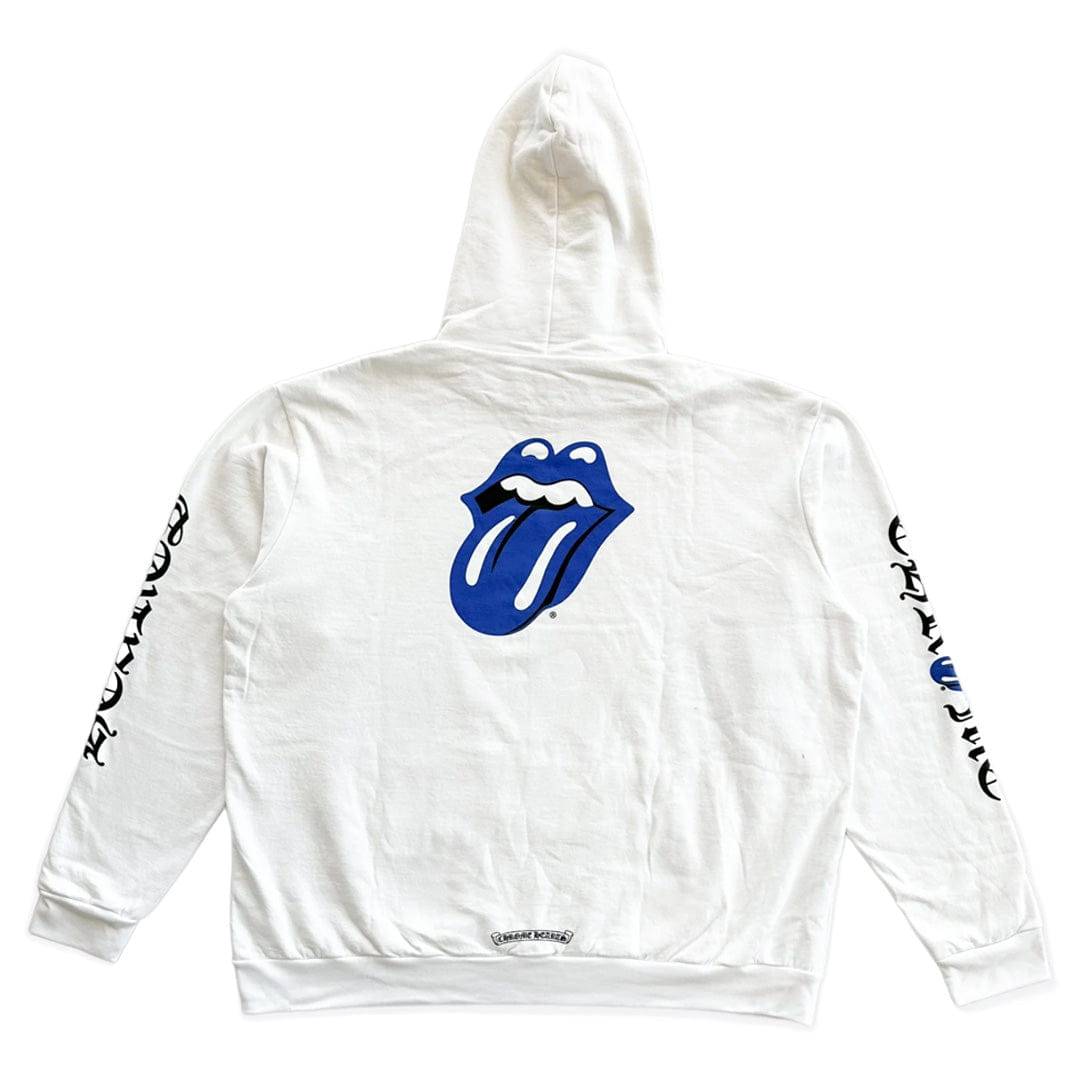 Chrome Hearts Rolling Stones Logo Hoodie White Blue