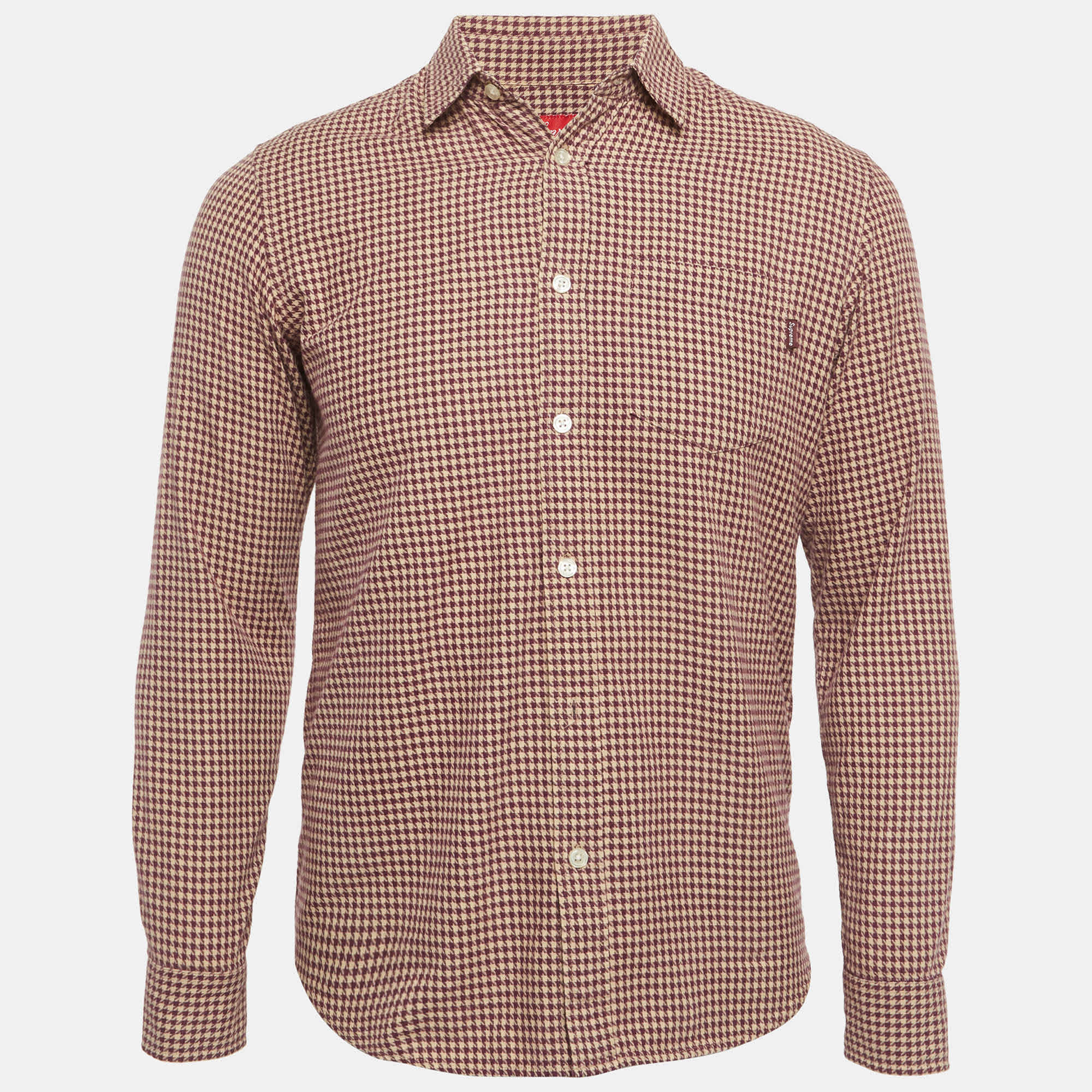 Supreme Purple/beige Houndstooth Cotton Shirt