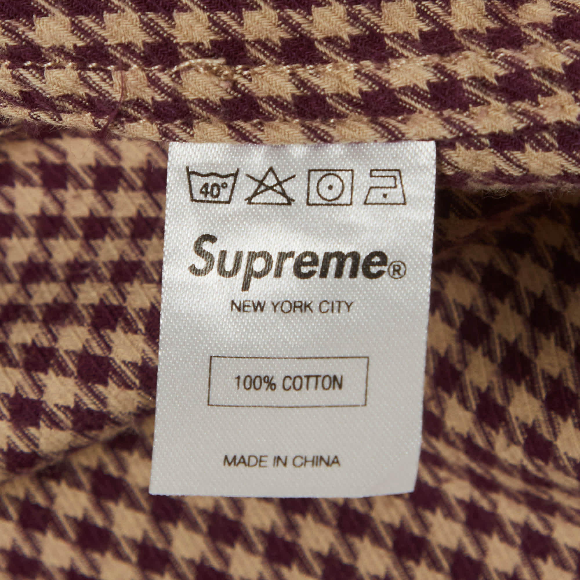 Supreme Purple/beige Houndstooth Cotton Shirt