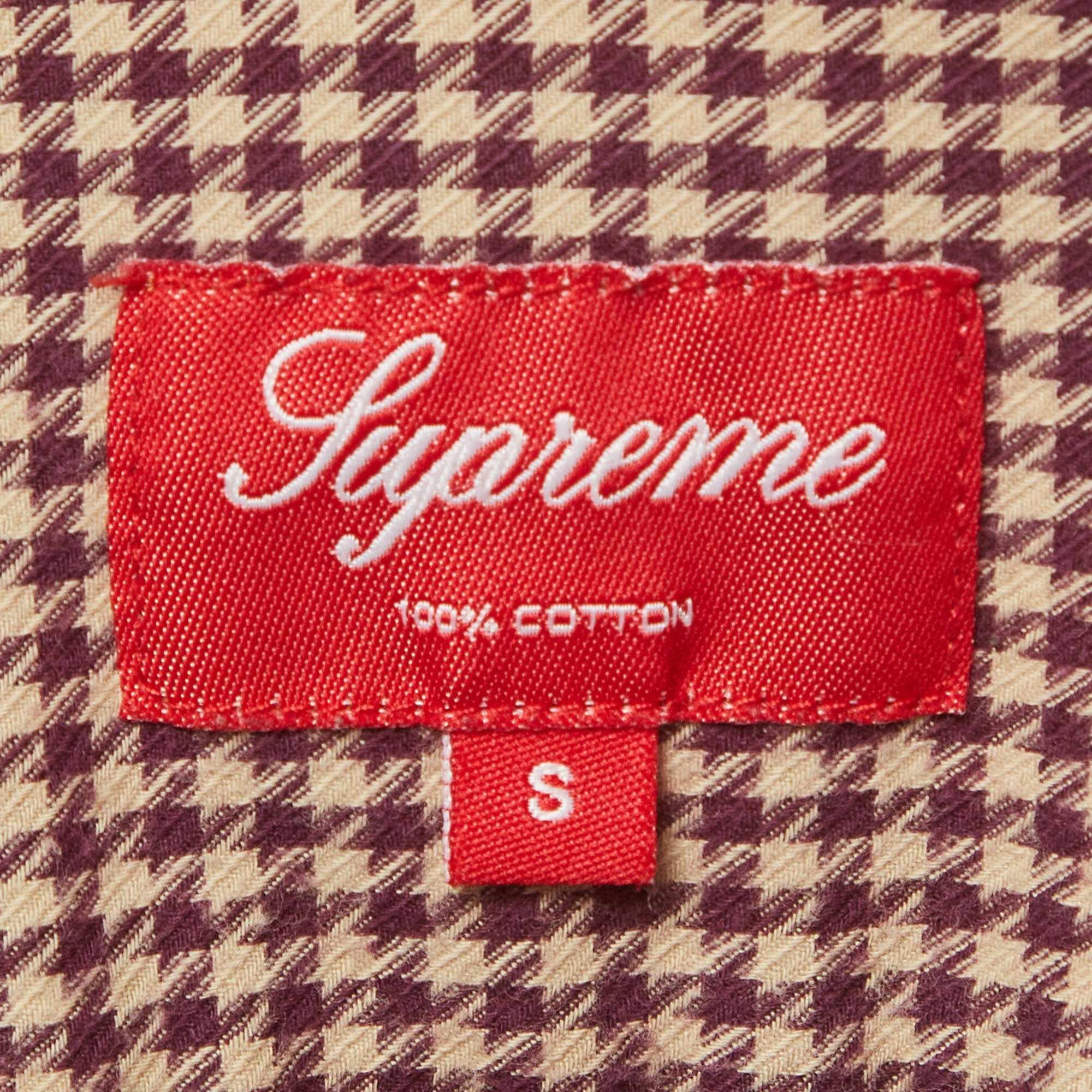 Supreme Purple/beige Houndstooth Cotton Shirt