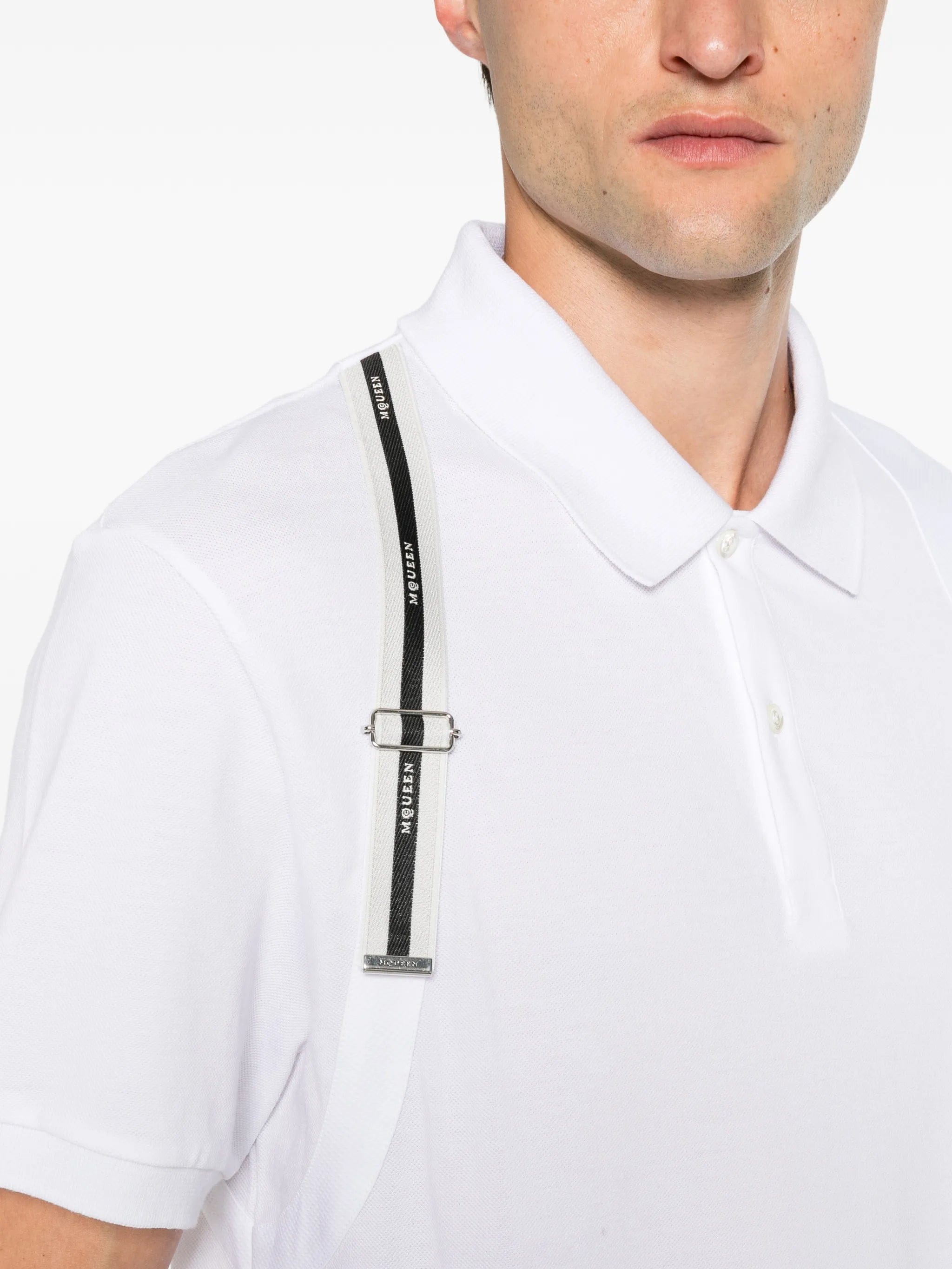 Alexander McQueen harness - detail polo shirt