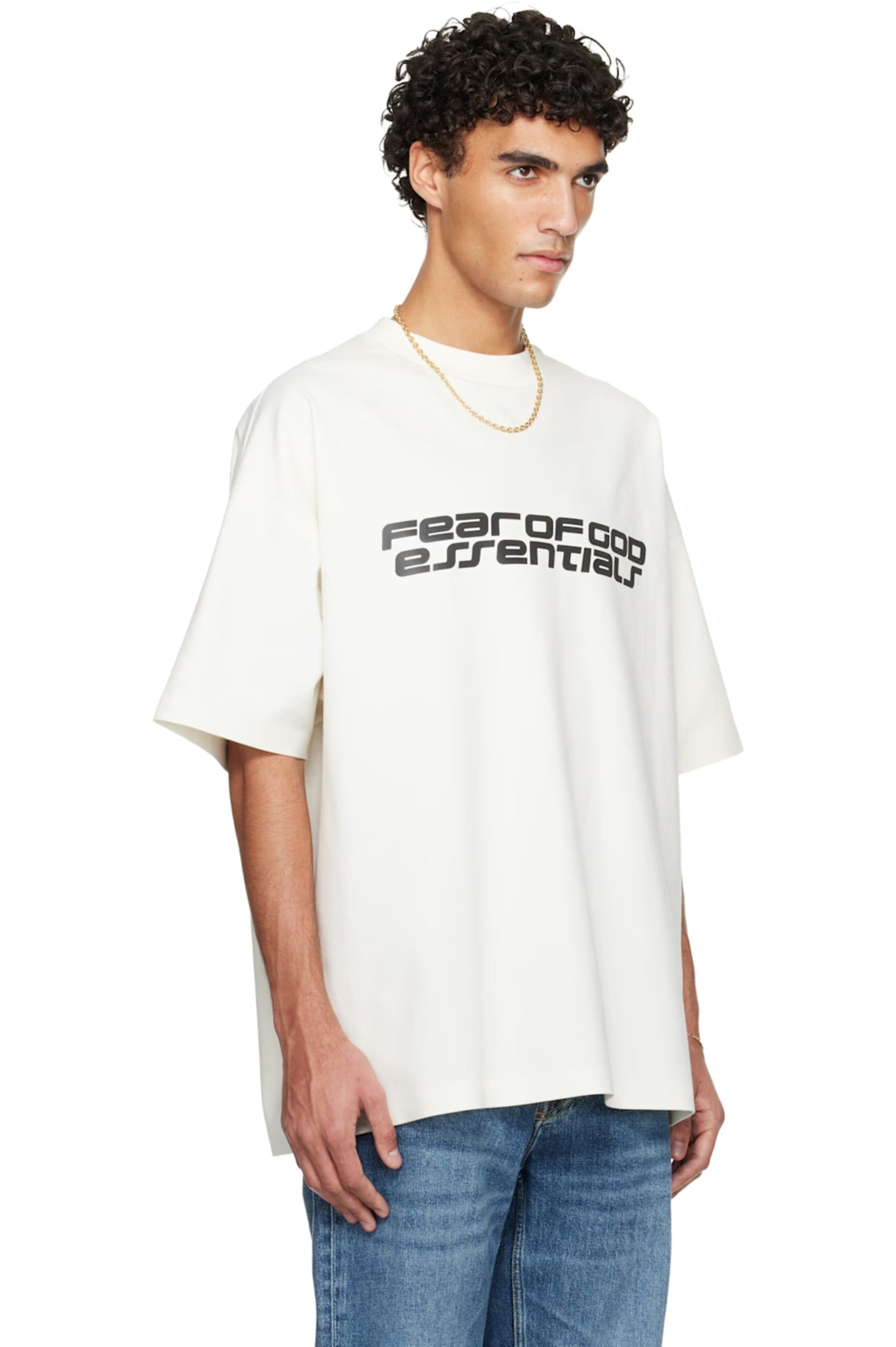 Fear Of God Essentials Ponte 90’s T-Shirt Ivory with Reflective Logo (FW25)
