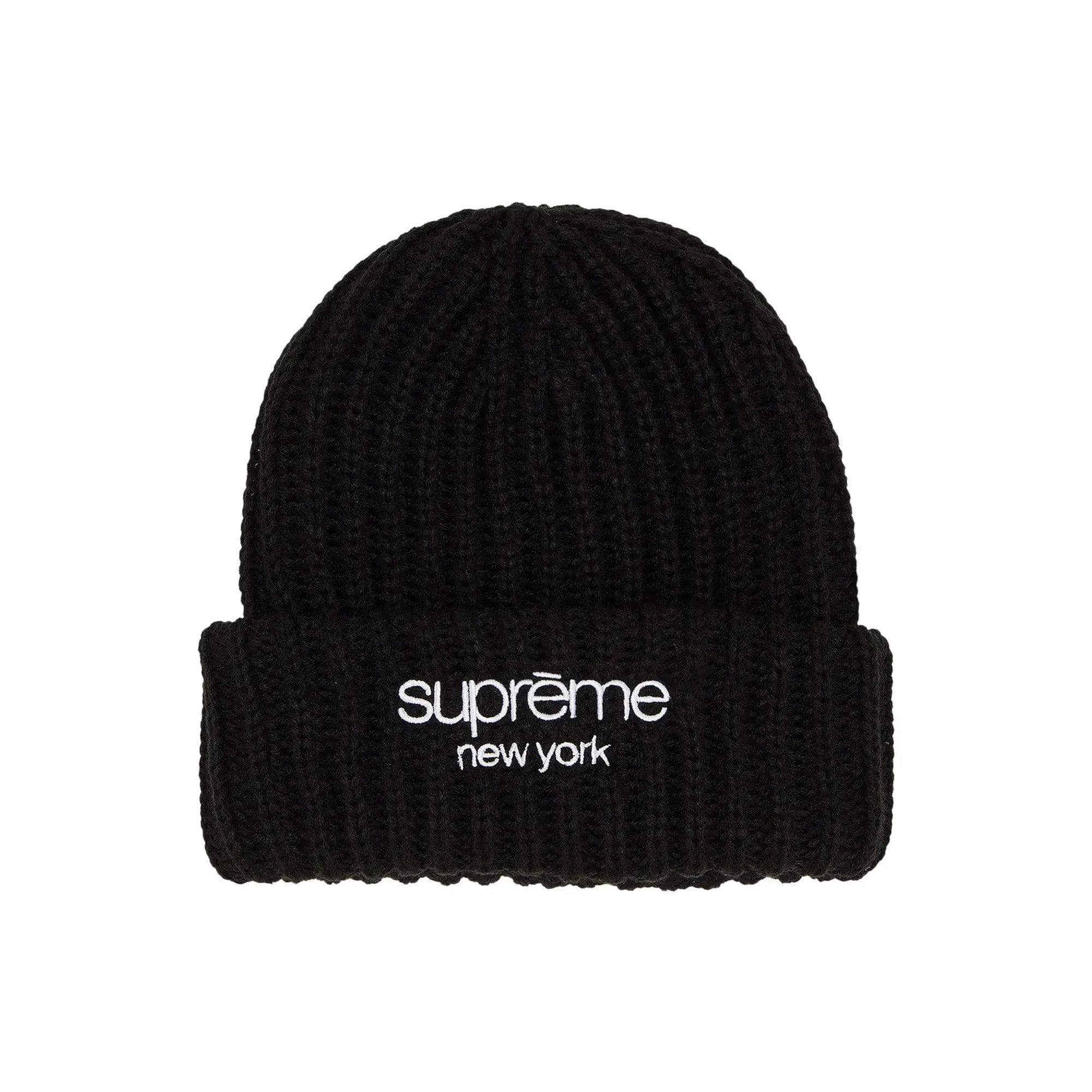 Supreme Classic Logo Chunky Ribbed Beanie Black (2024)