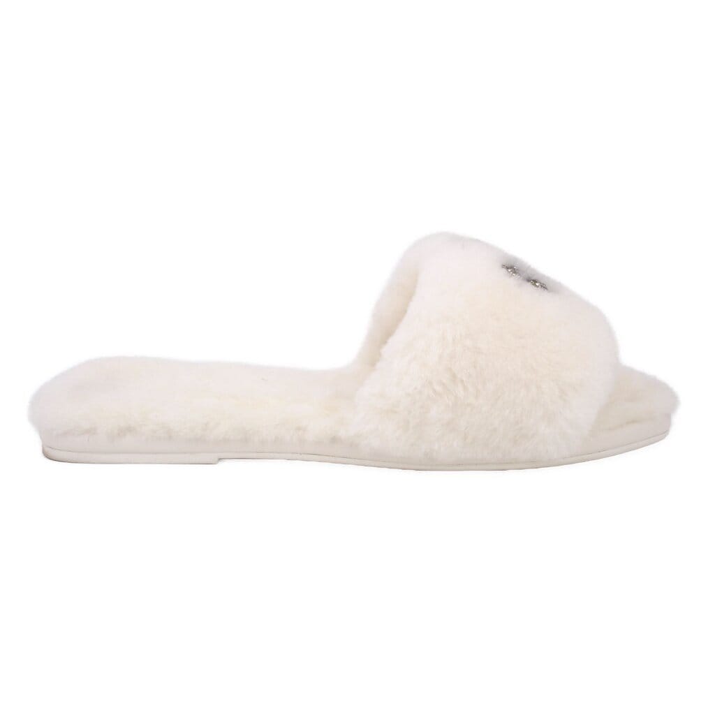 Tory Burch JEWELED SHEARLING SLIPPER SANDALS CREAM 9.5 US