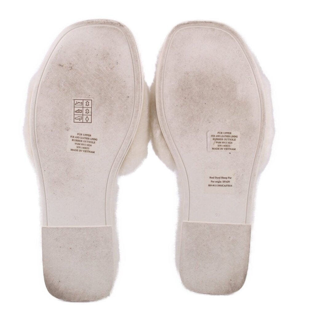 Tory Burch JEWELED SHEARLING SLIPPER SANDALS CREAM 9.5 US