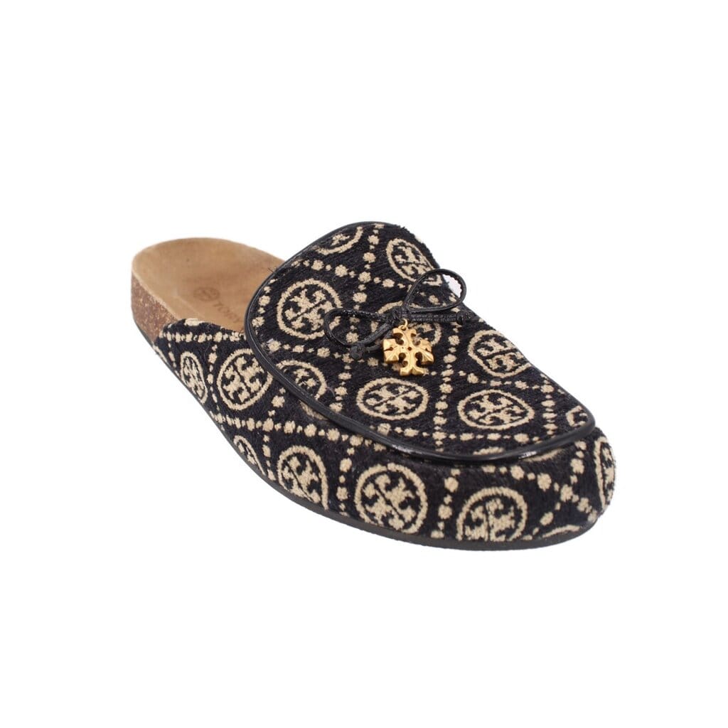 Tory Burch T MONOGRAM MULE FLATS BLACK 10 US