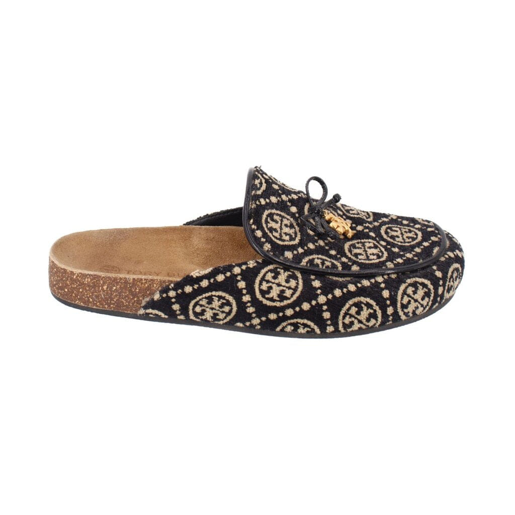 Tory Burch T MONOGRAM MULE FLATS BLACK 10 US