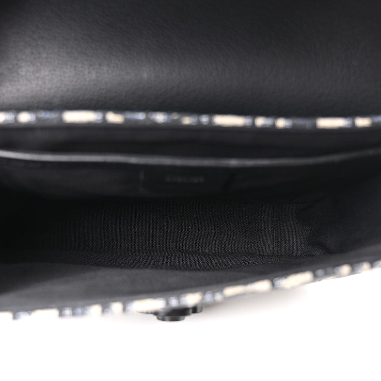 Christian Dior Oblique Jacquard Grained Calfskin Small Saddle Messenger Bag Beige Black