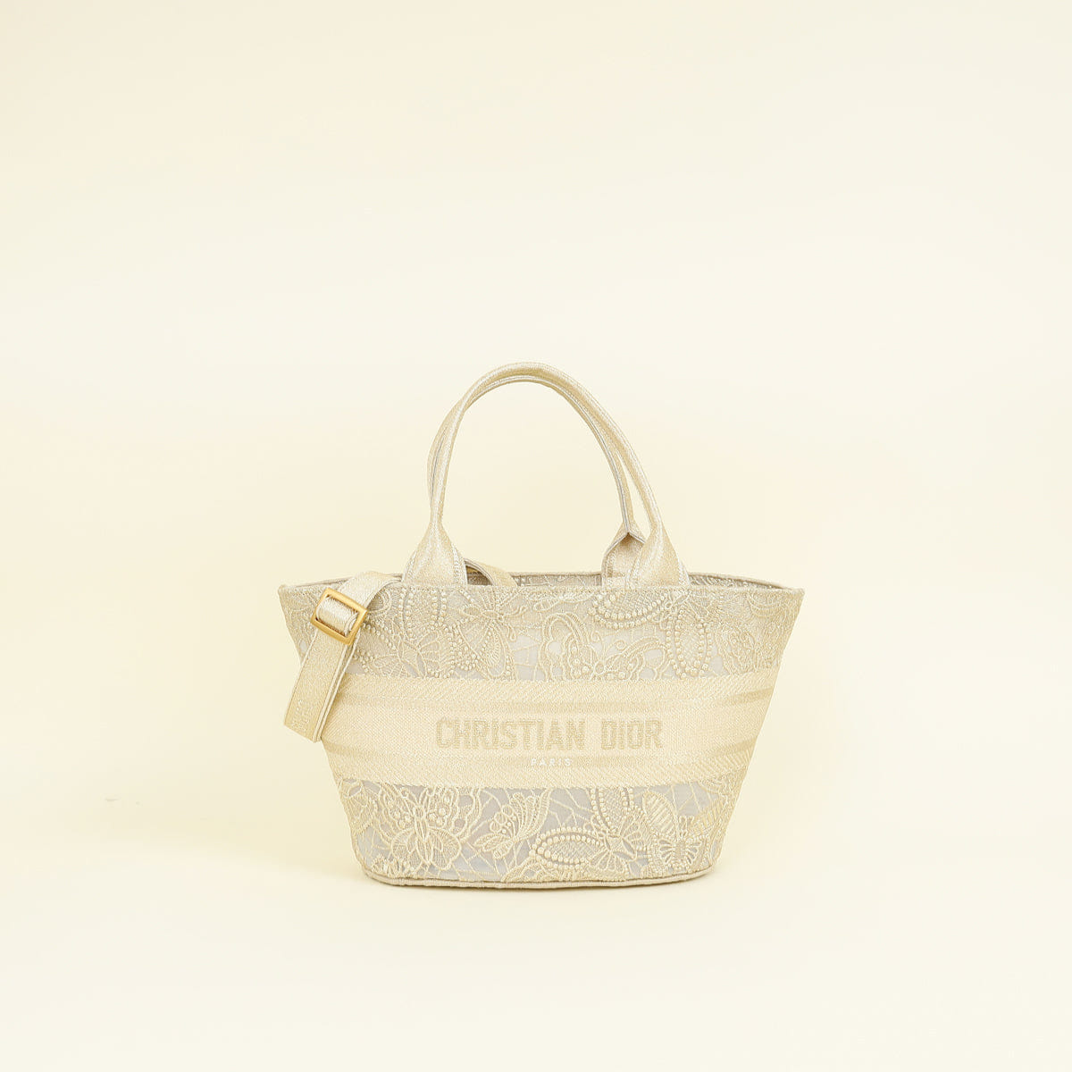 Christian Dior Light Gold Hat Basket Gradient Butterflies Bag