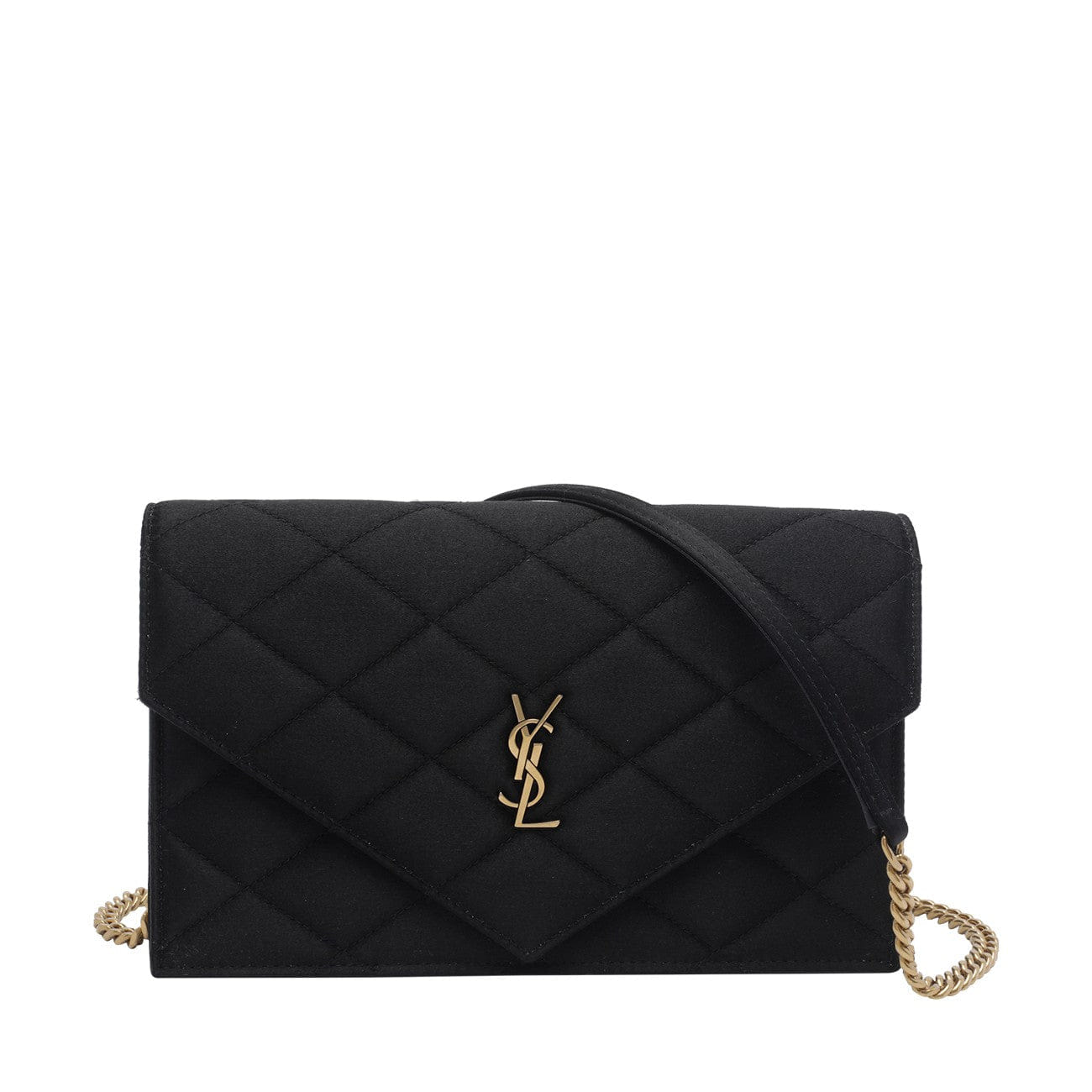 Saint Laurent Women Satin Paris Wallet With Chain