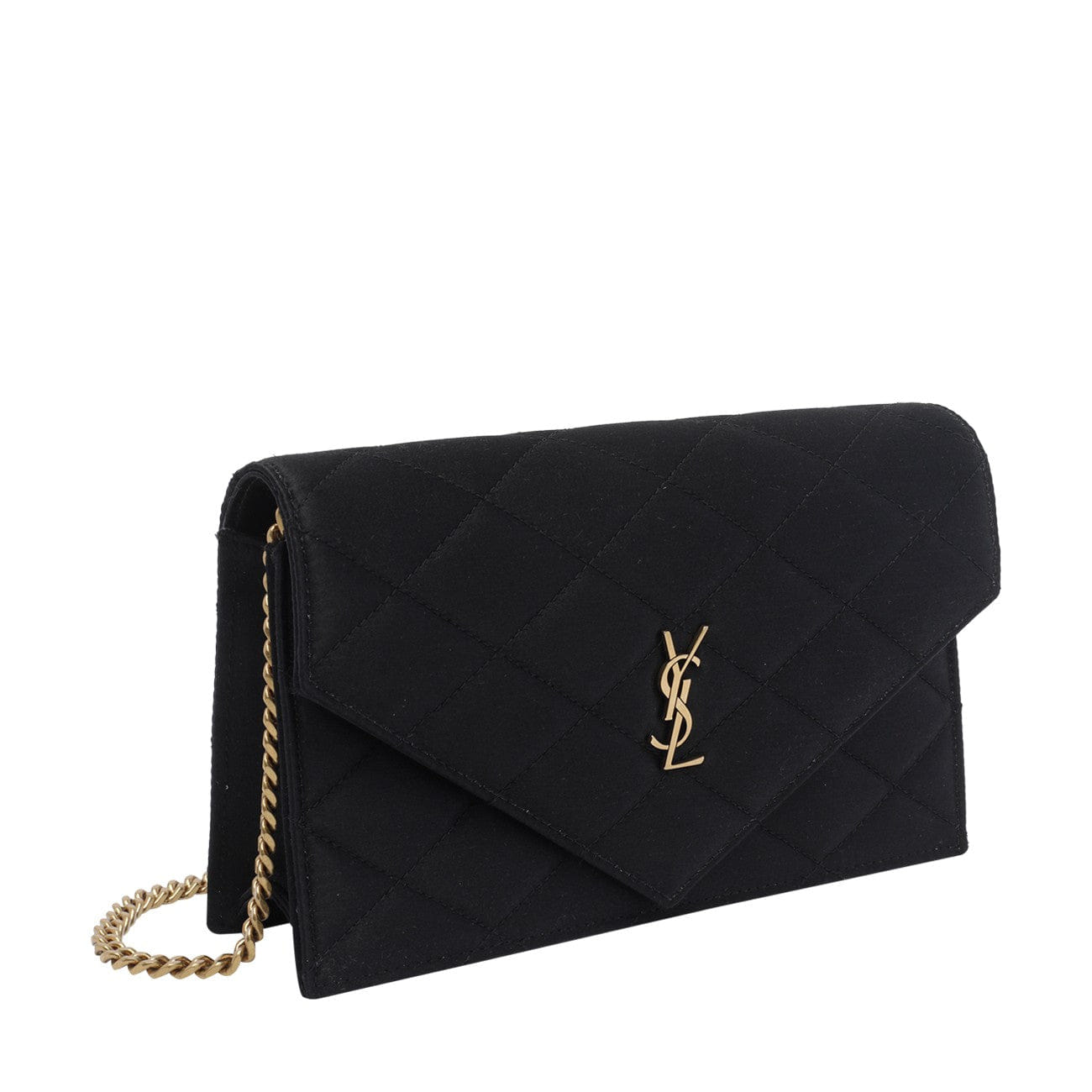 Saint Laurent Women Satin Paris Wallet With Chain