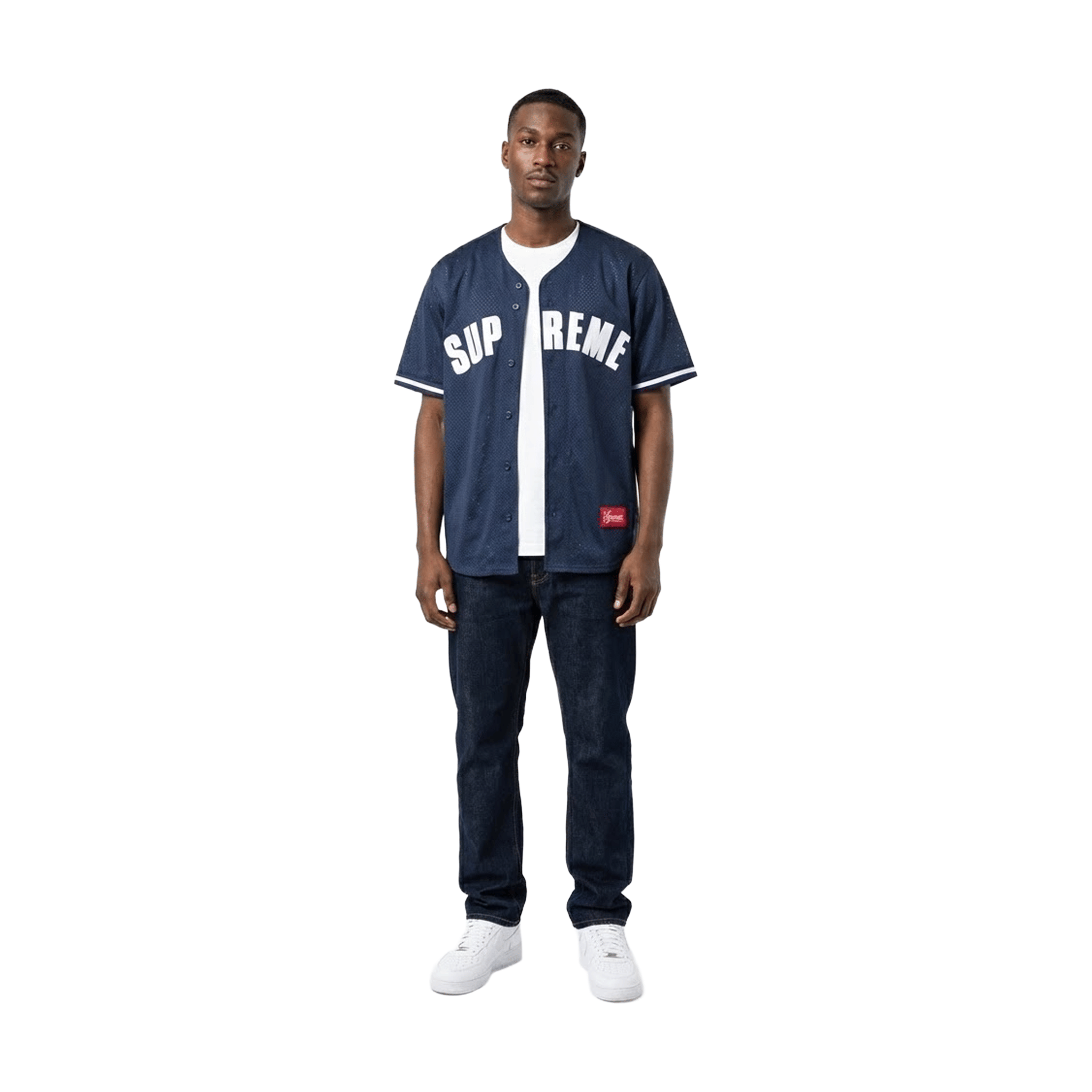 Supreme Ultrasuede Mesh Baseball Jersey Navy (SS24)