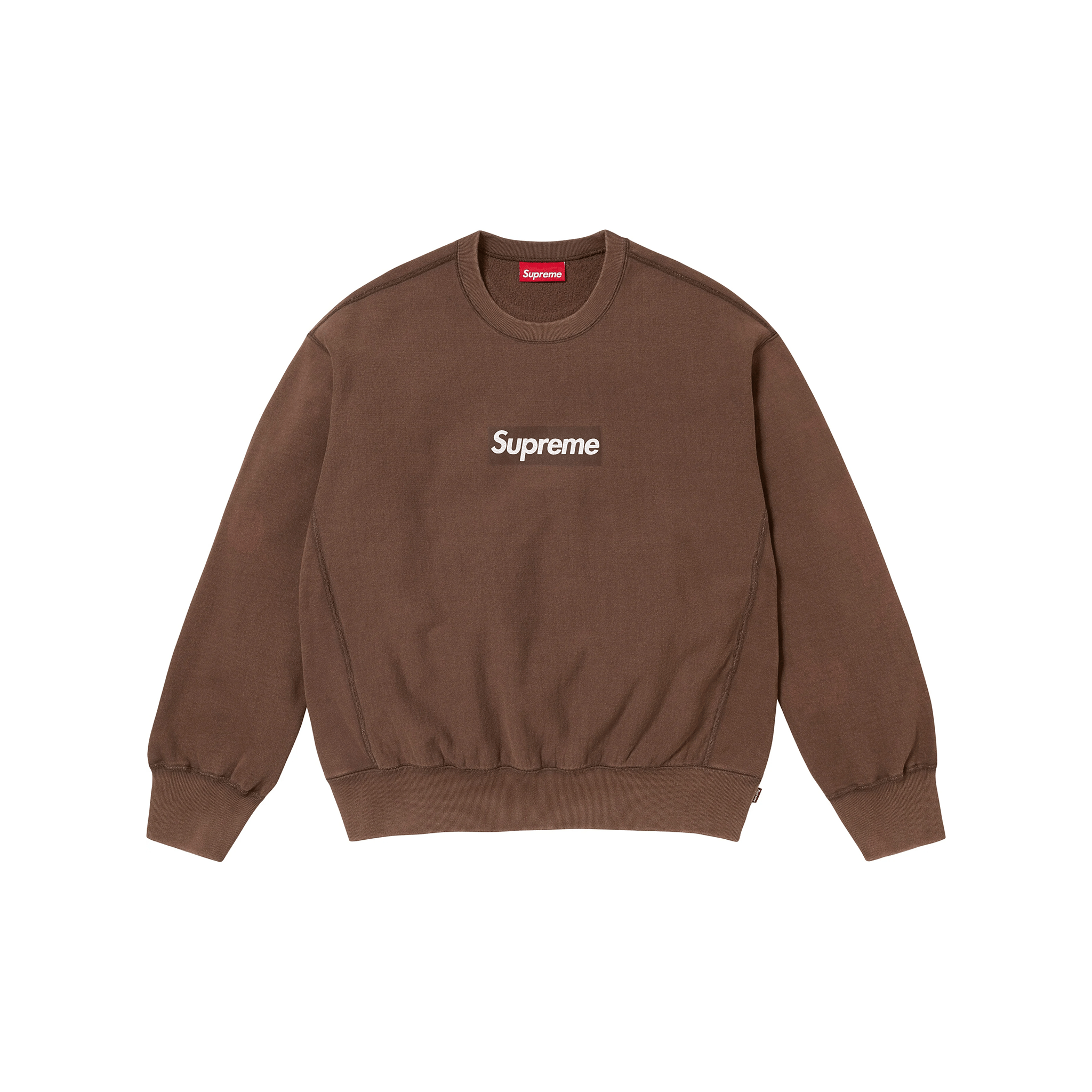 Supreme Washed Box Logo Crewneck Brown (SS25)
