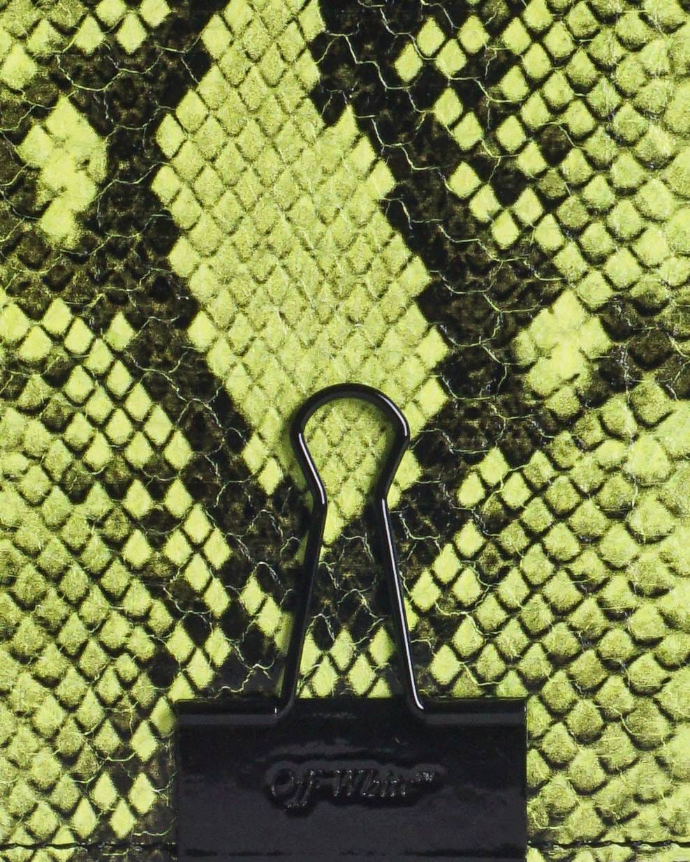 Off - White Neon Yellow Snakeskin Embossed Binder Clip Bag