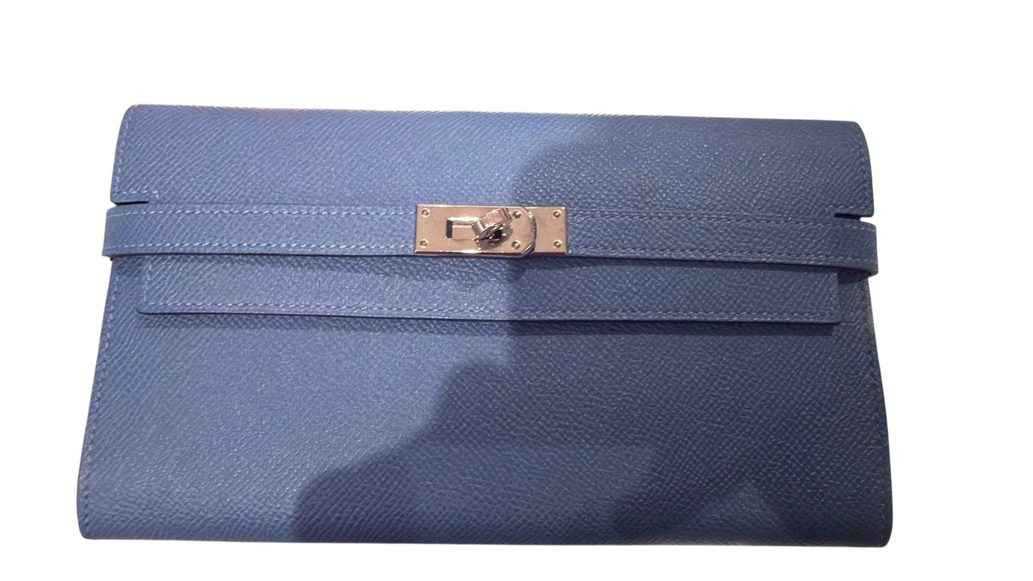 Hermes Blue Long Wallet with PHW in Epsom Leather