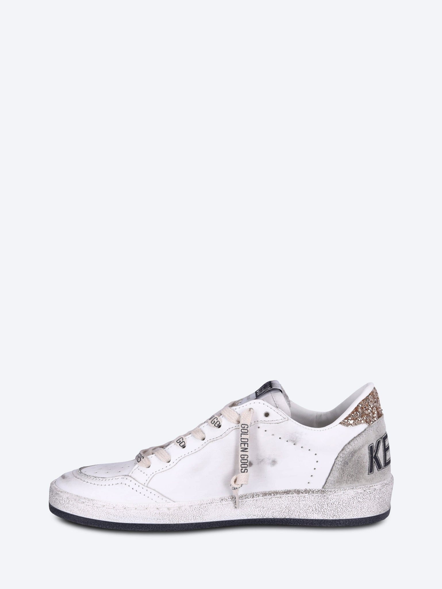 Golden Goose Ballstar leather upper and toe glitter star and heel suede spur sneakers