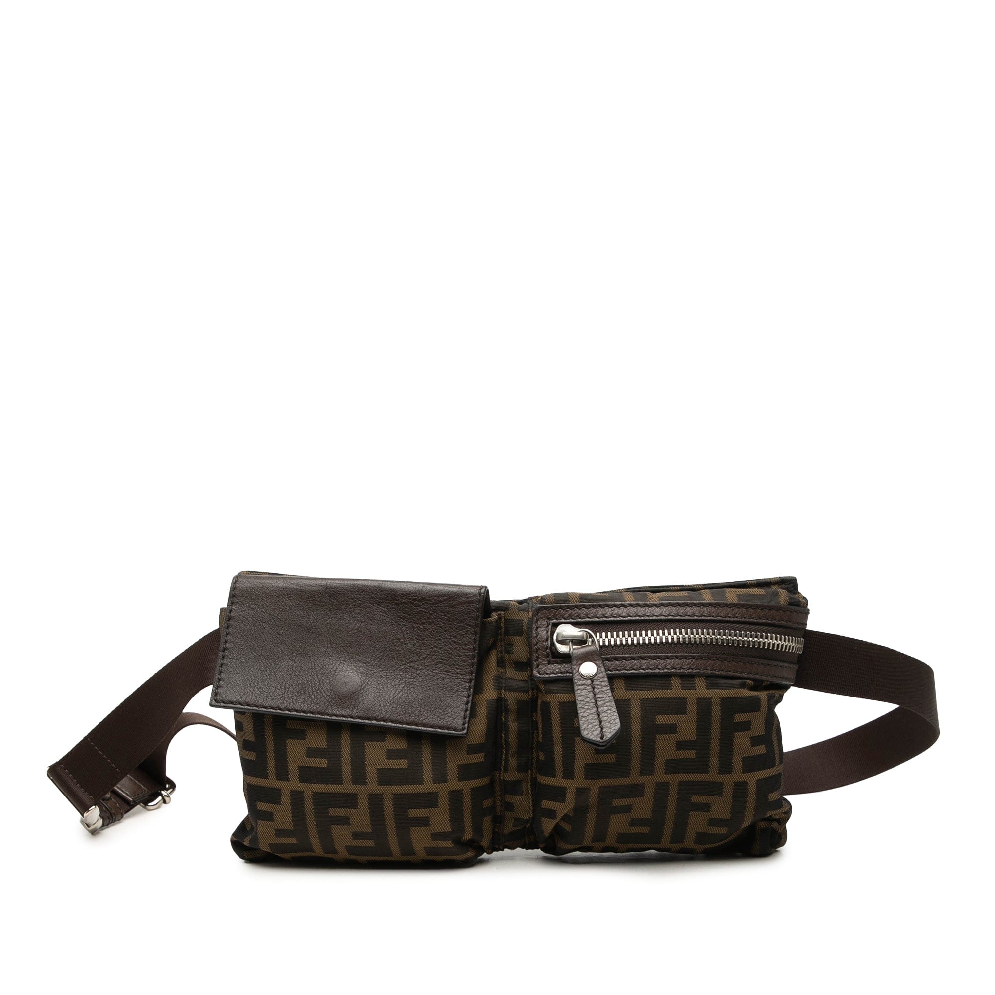 Fendi Zucca Canvas Double Pocket Belt Bag