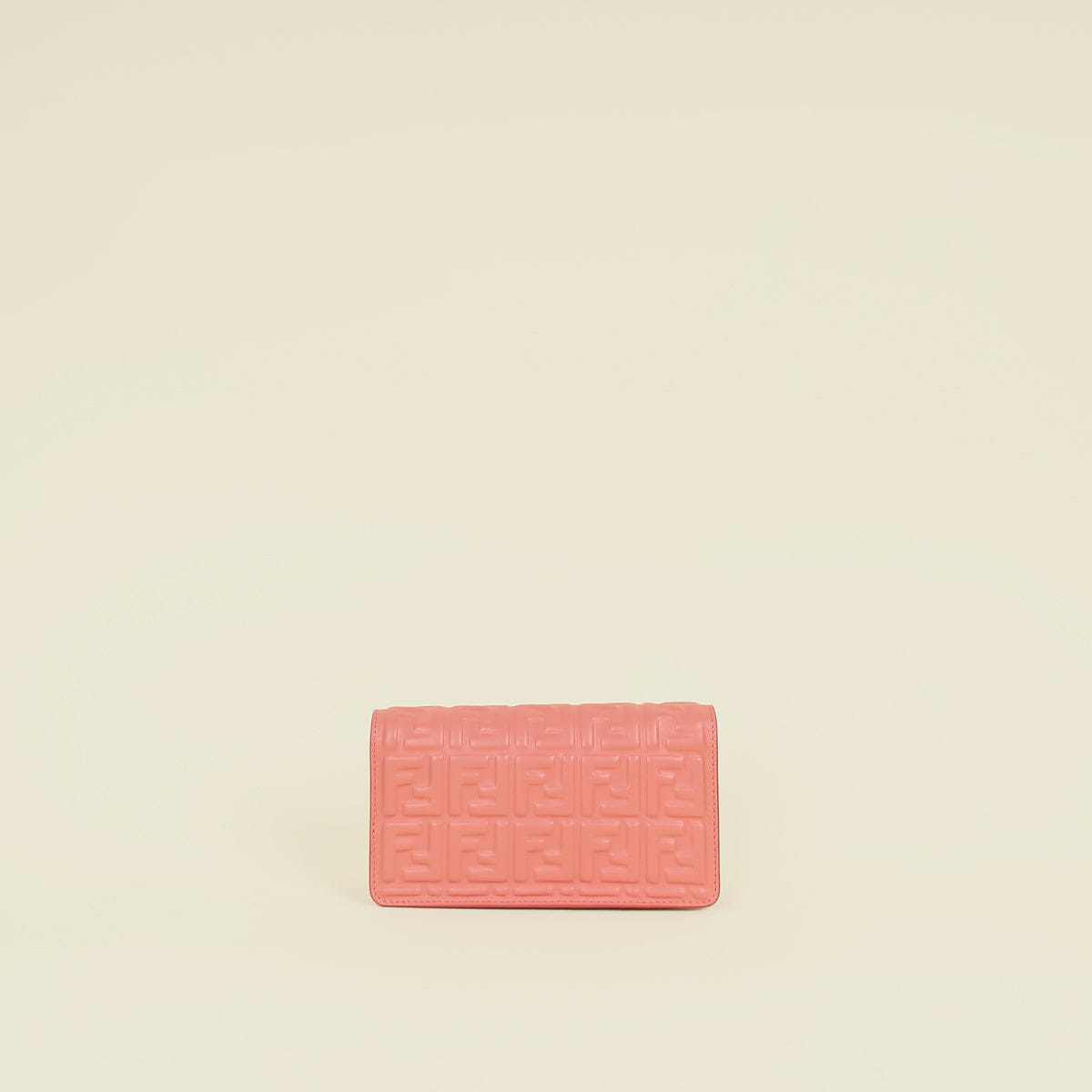 Fendi Peach Pink FF Motif Baguette Wallet on Chain