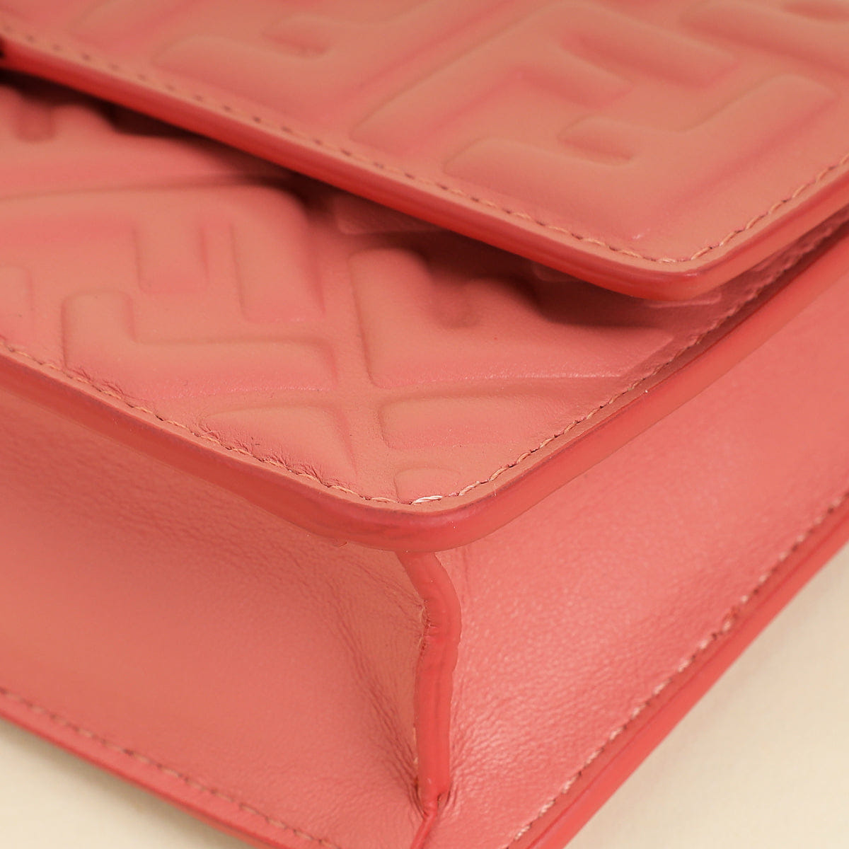 Fendi Peach Pink FF Motif Baguette Wallet on Chain