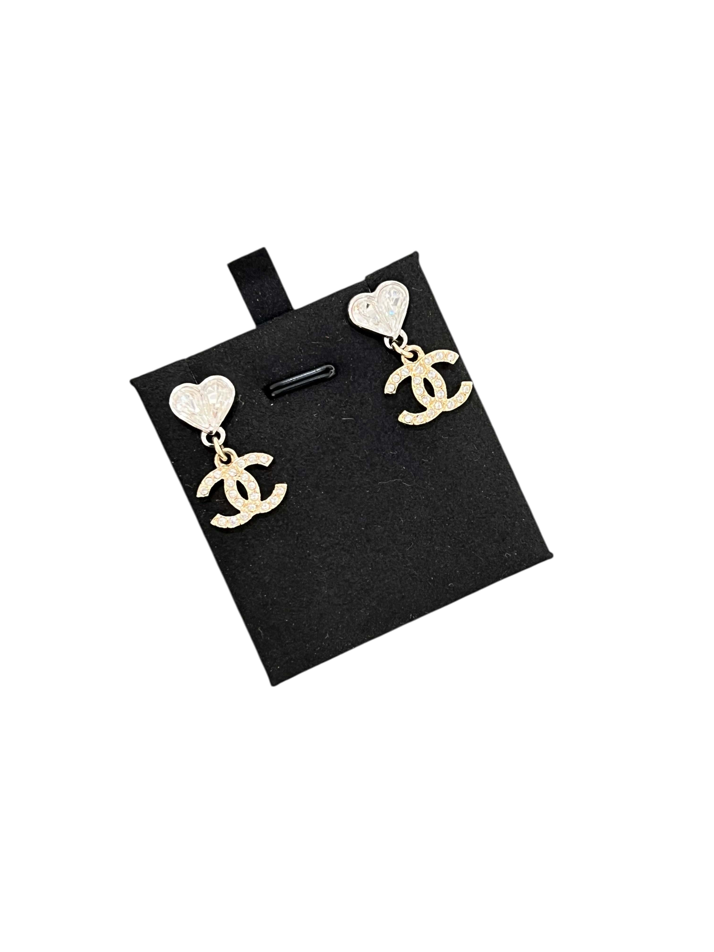 Chanel pierced heart earrings with cocomark C25V Box SKC8280X