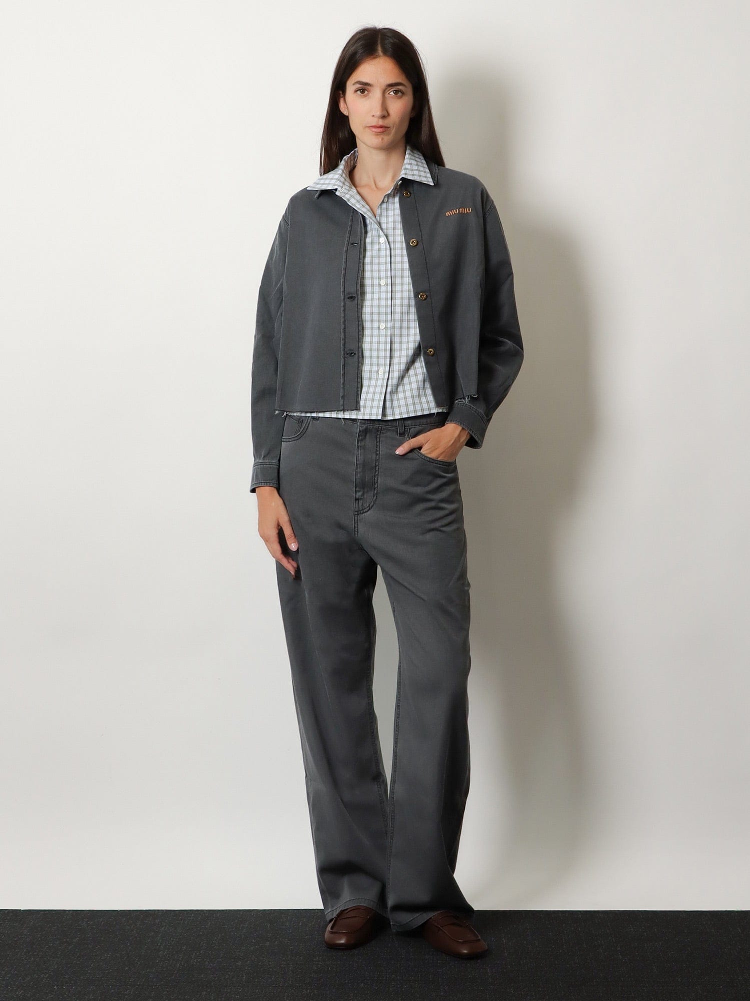 MIU MIU Grey Light Denim Shirt