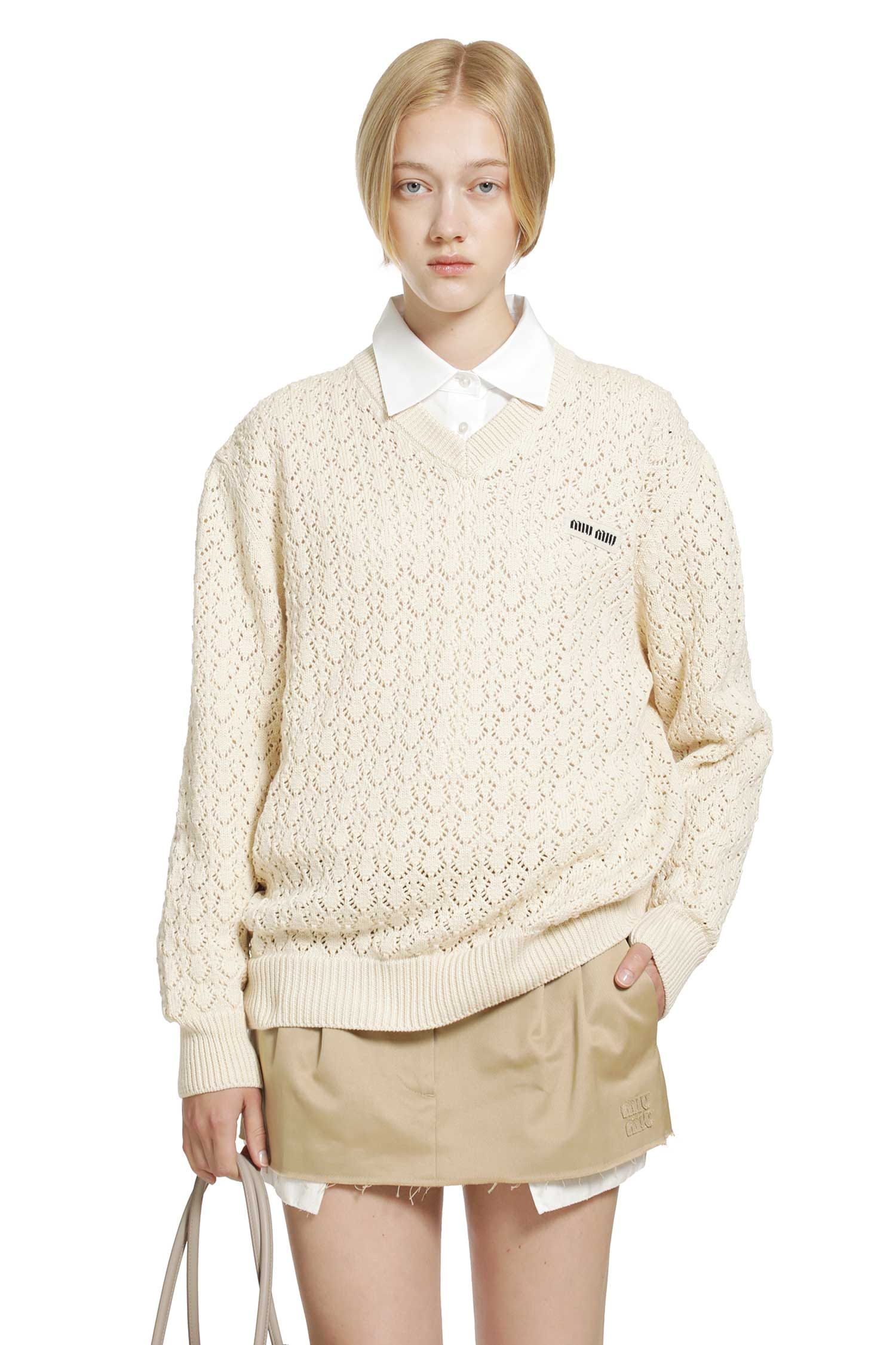 MIU MIU Cotton V - neck Sweater