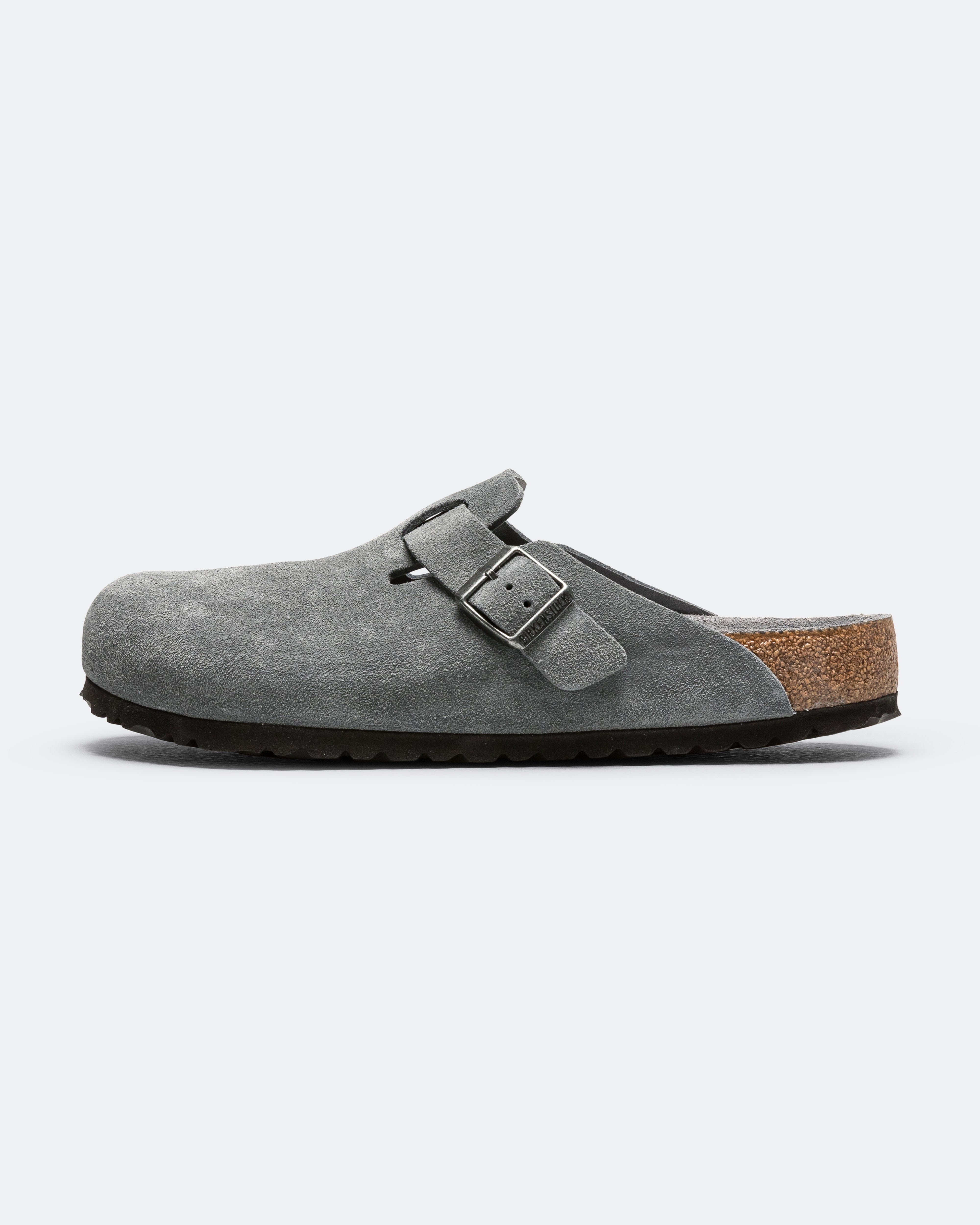 Birkenstock Boston SFB - Basalt Grey Tonal Footbed Suede Leather
