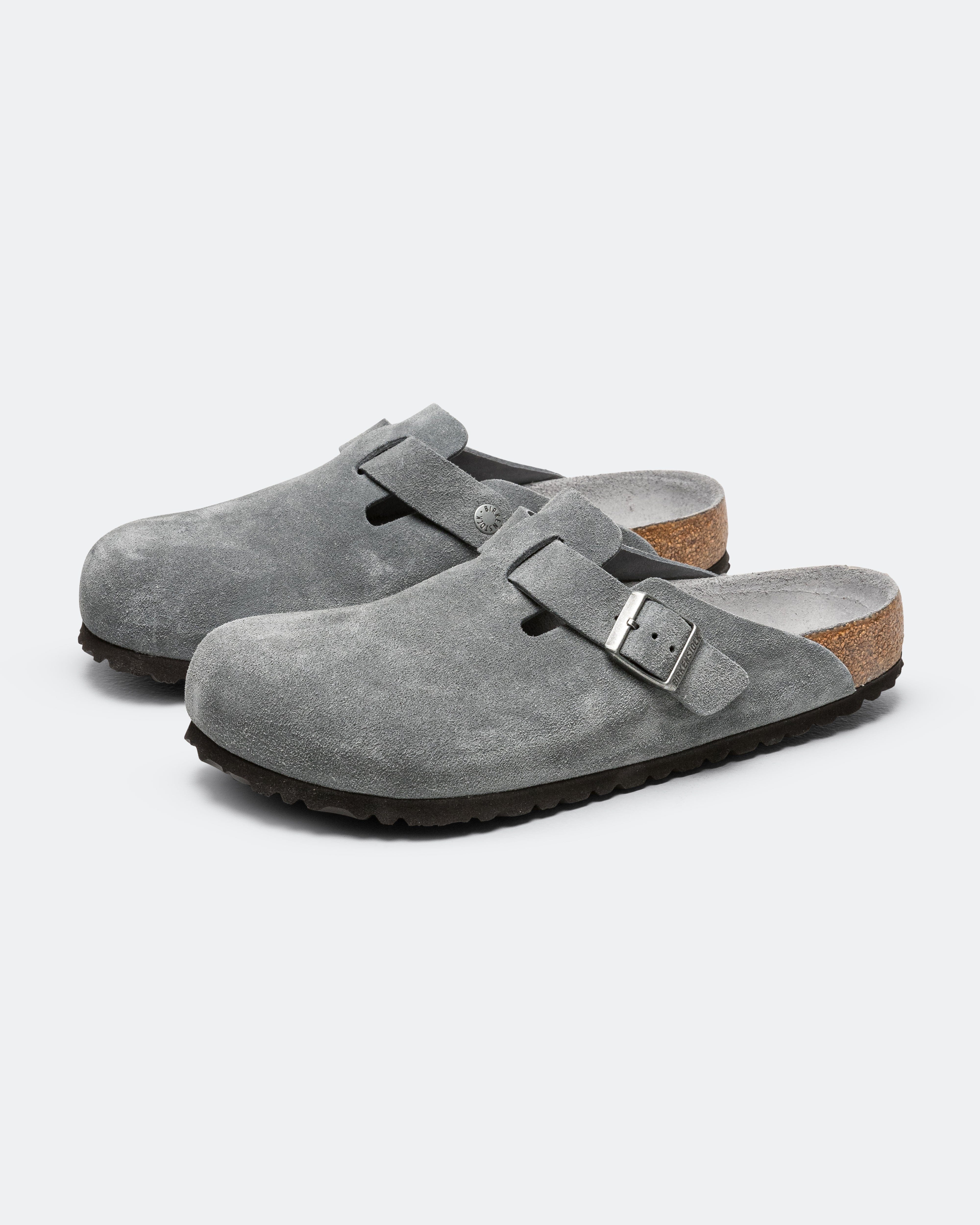 Birkenstock Boston SFB - Basalt Grey Tonal Footbed Suede Leather