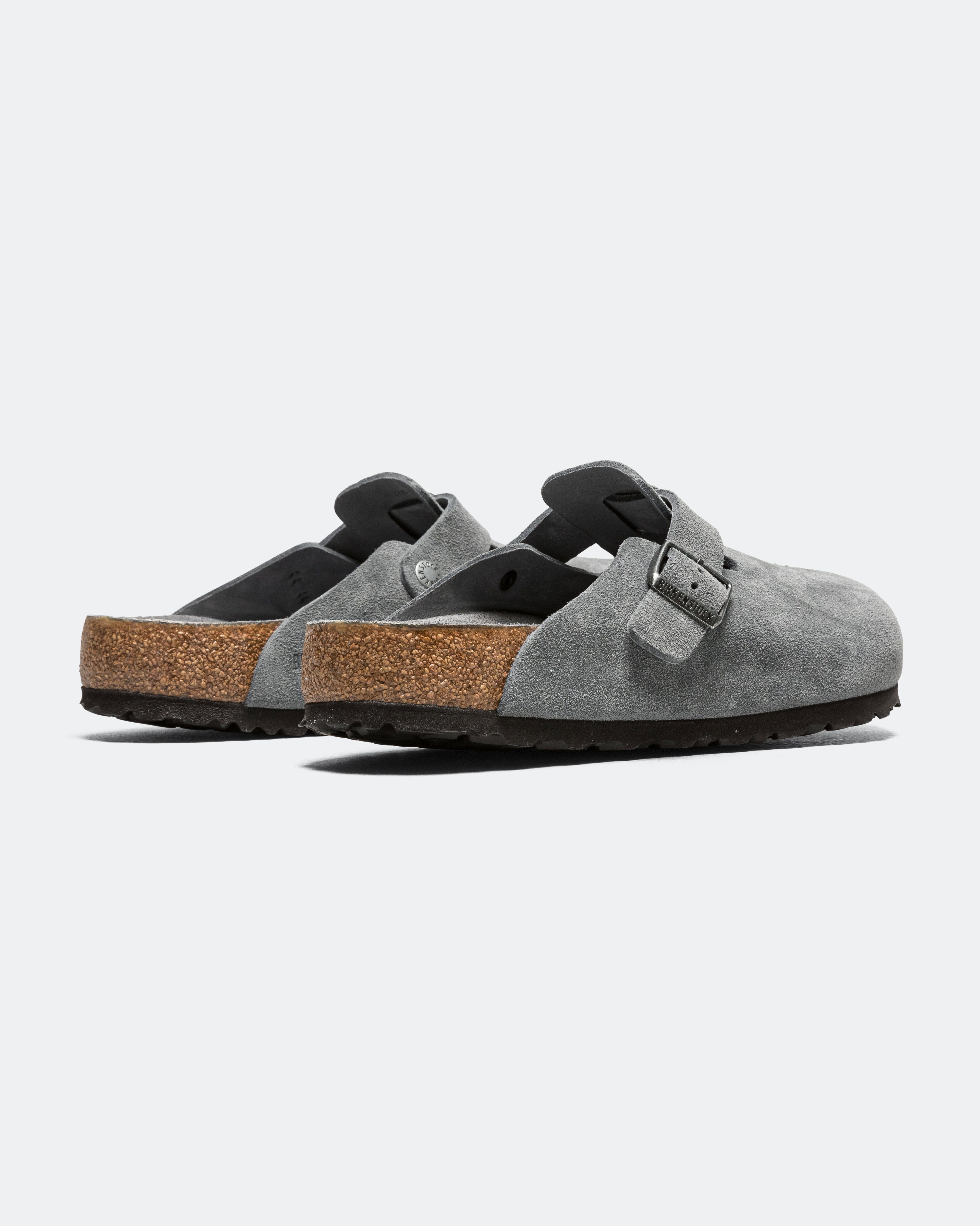 Birkenstock Boston SFB - Basalt Grey Tonal Footbed Suede Leather