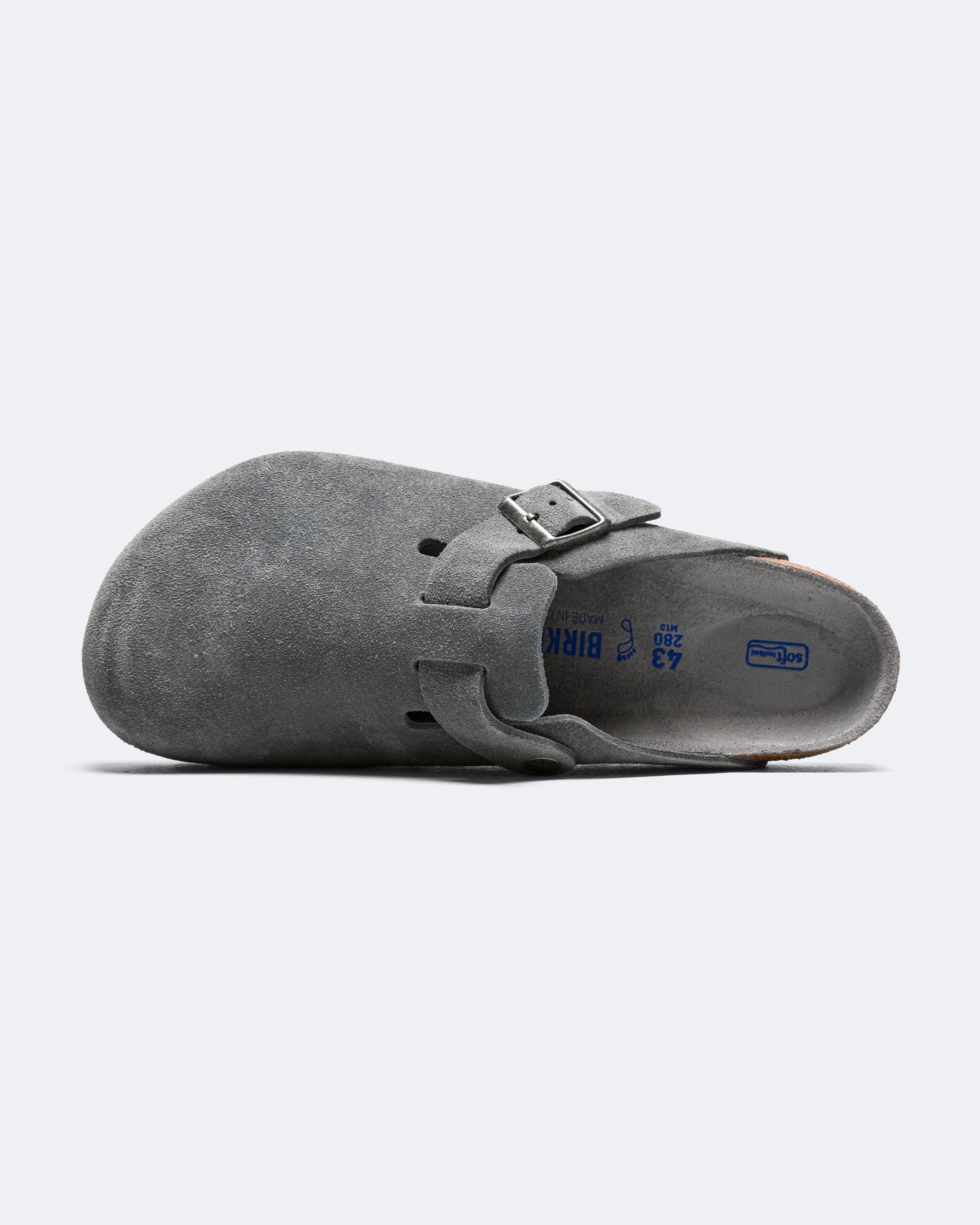 Birkenstock Boston SFB - Basalt Grey Tonal Footbed Suede Leather