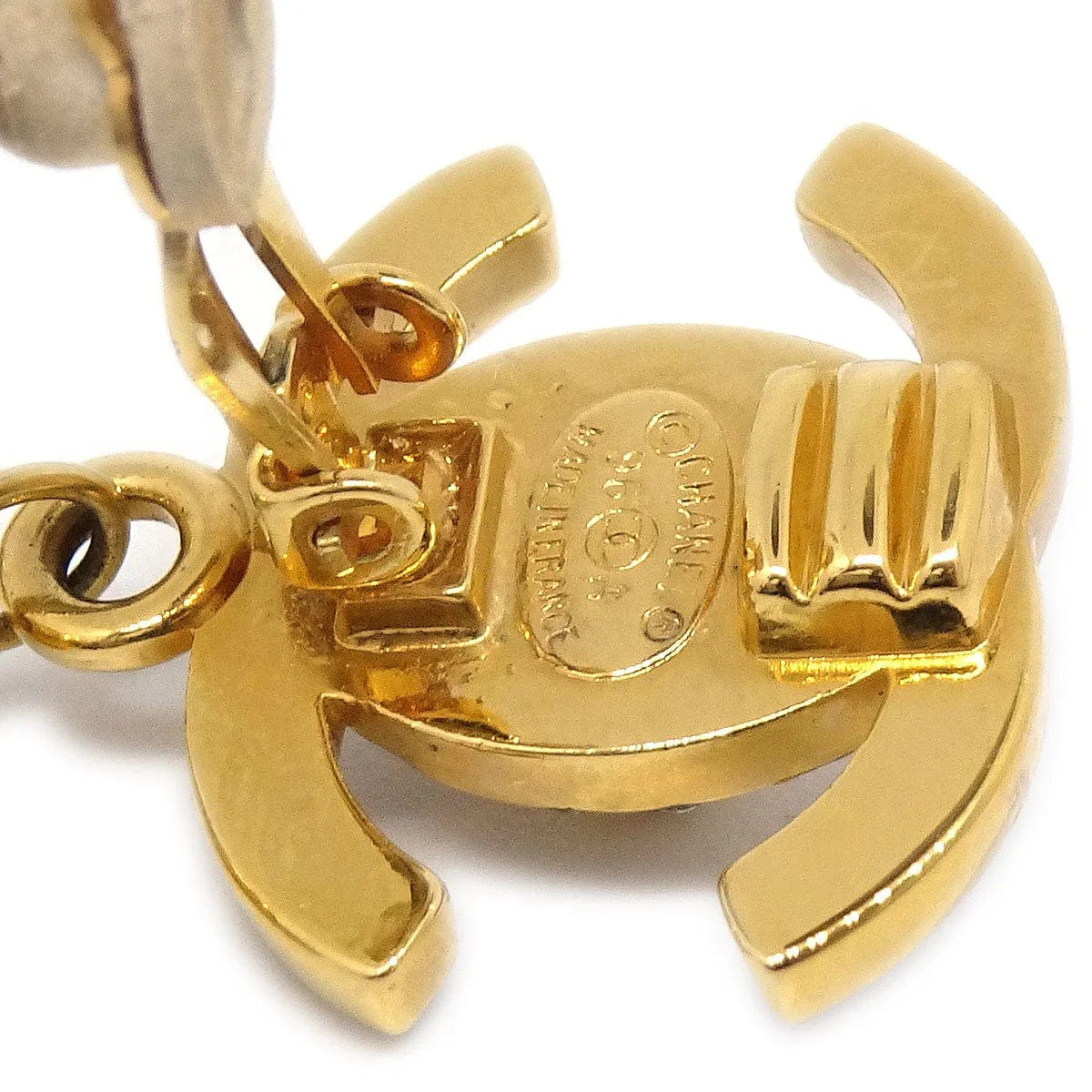Chanel 1996 Cristal & Faux Pearl CC Turnlock Earrings