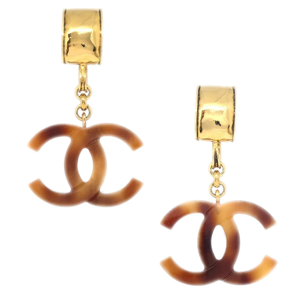 Chanel Dangle Earrings Clip - On Brown 94P