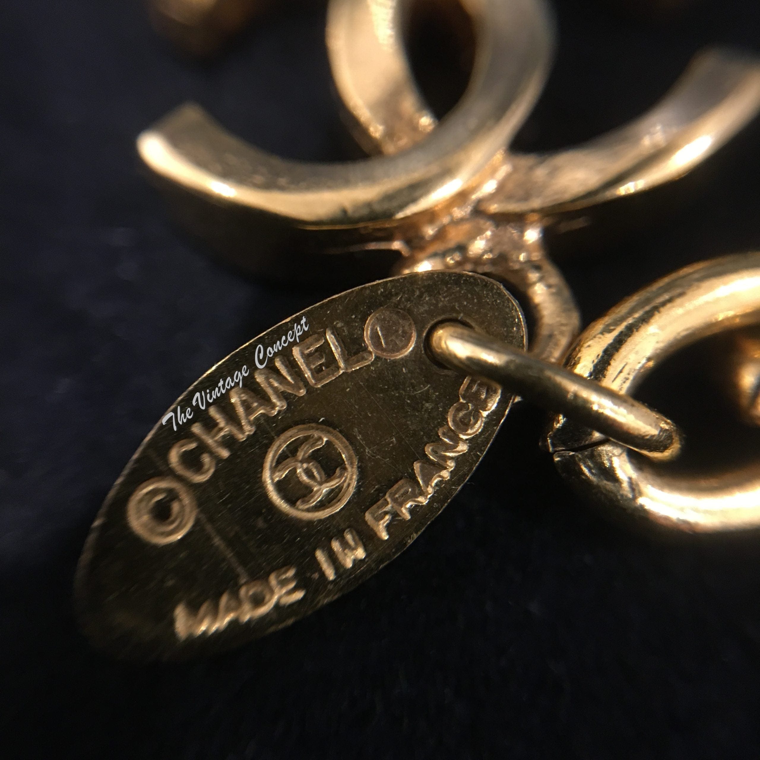 Chanel Gold Tone Flower Pendants Short Necklace from 80's