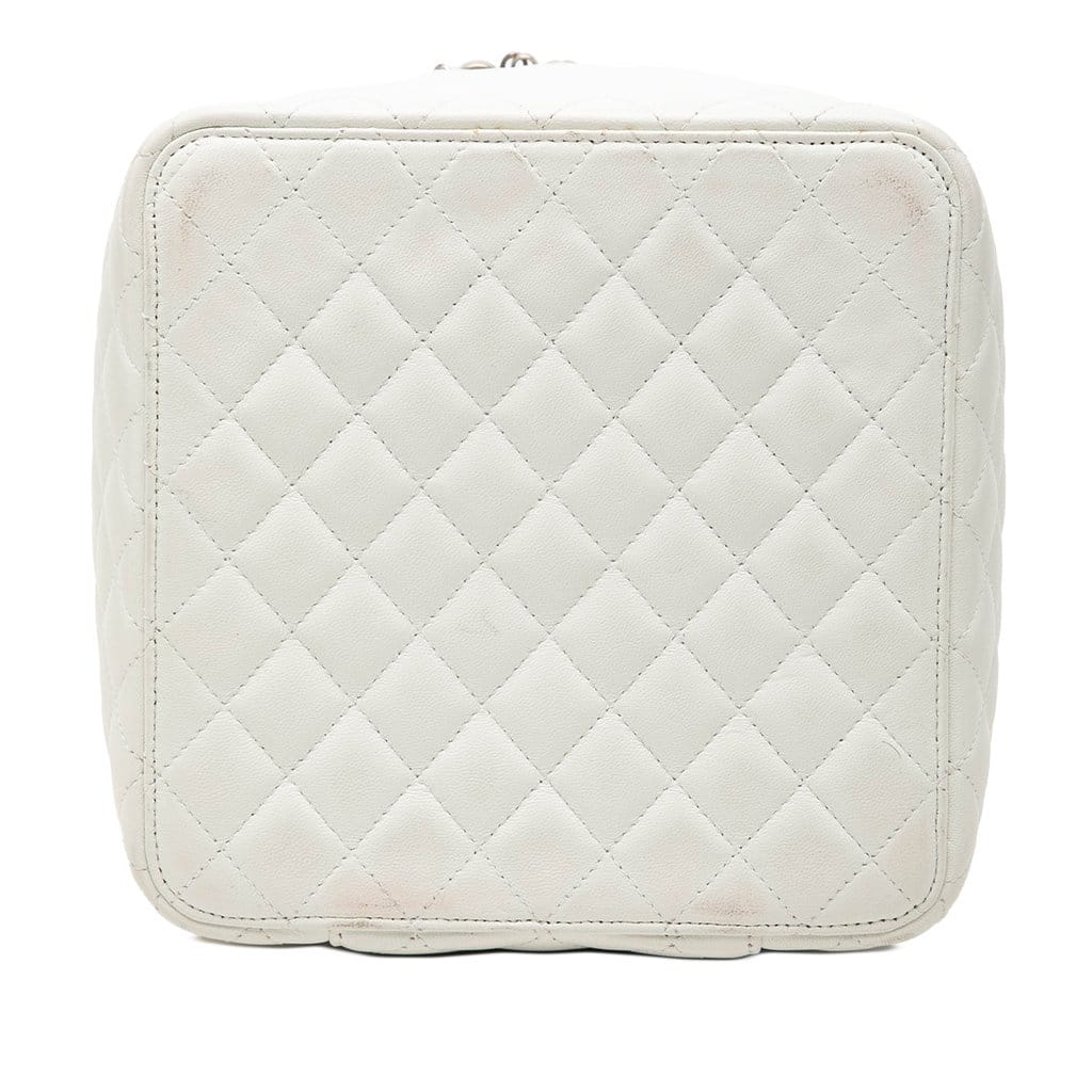 Chanel Large Quilted Lambskin Top Handle Jewelry Box With Chain