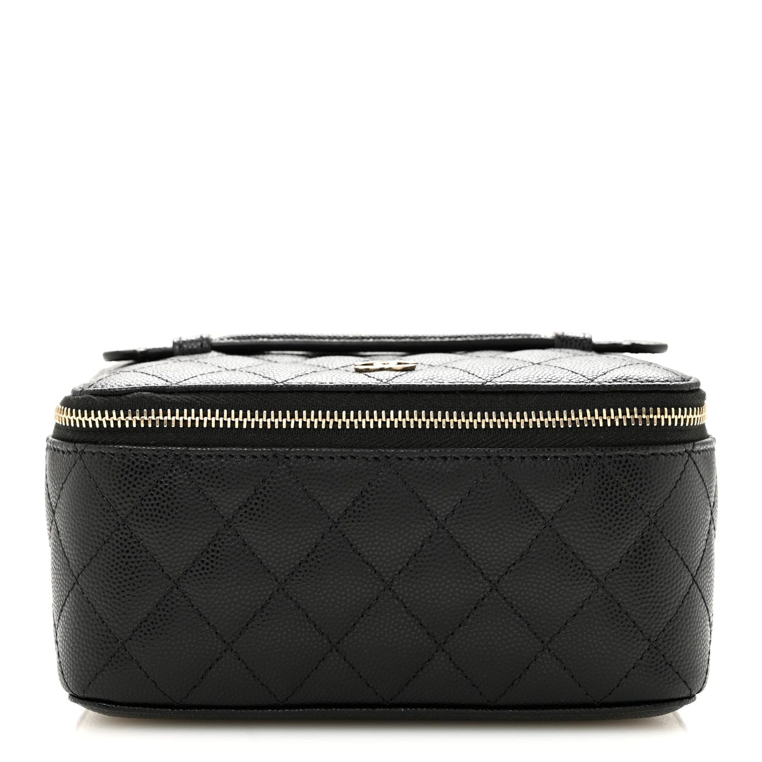 Chanel Caviar Quilted Top Handle Jewelry Case Black