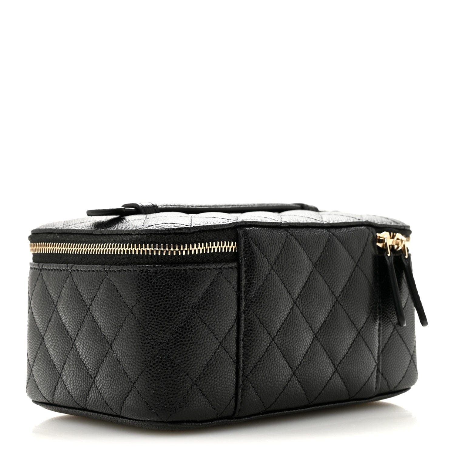 Chanel Caviar Quilted Top Handle Jewelry Case Black