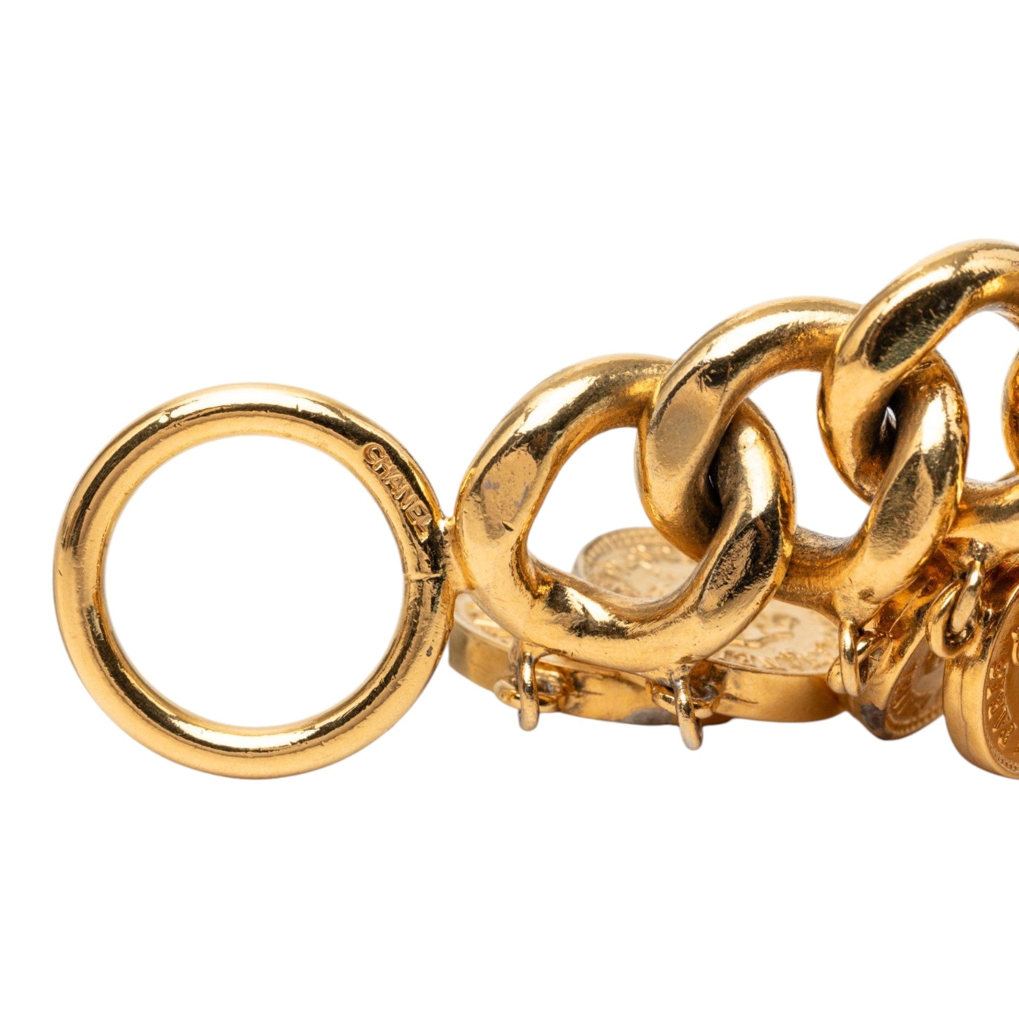 Chanel CC Gold Plated Coins Charm Bracelet
