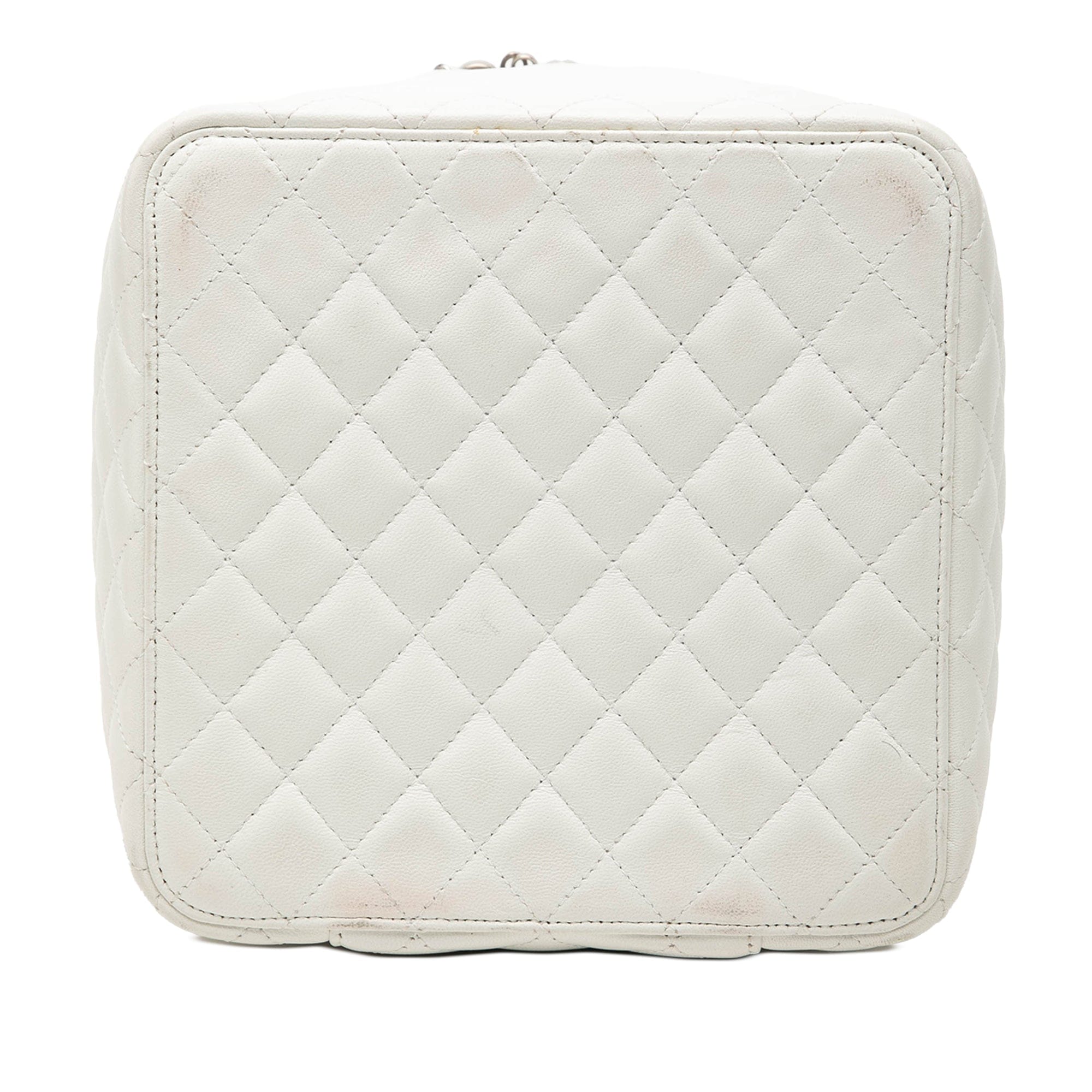 Chanel Large Quilted Lambskin Top Handle Jewelry Box With Chain