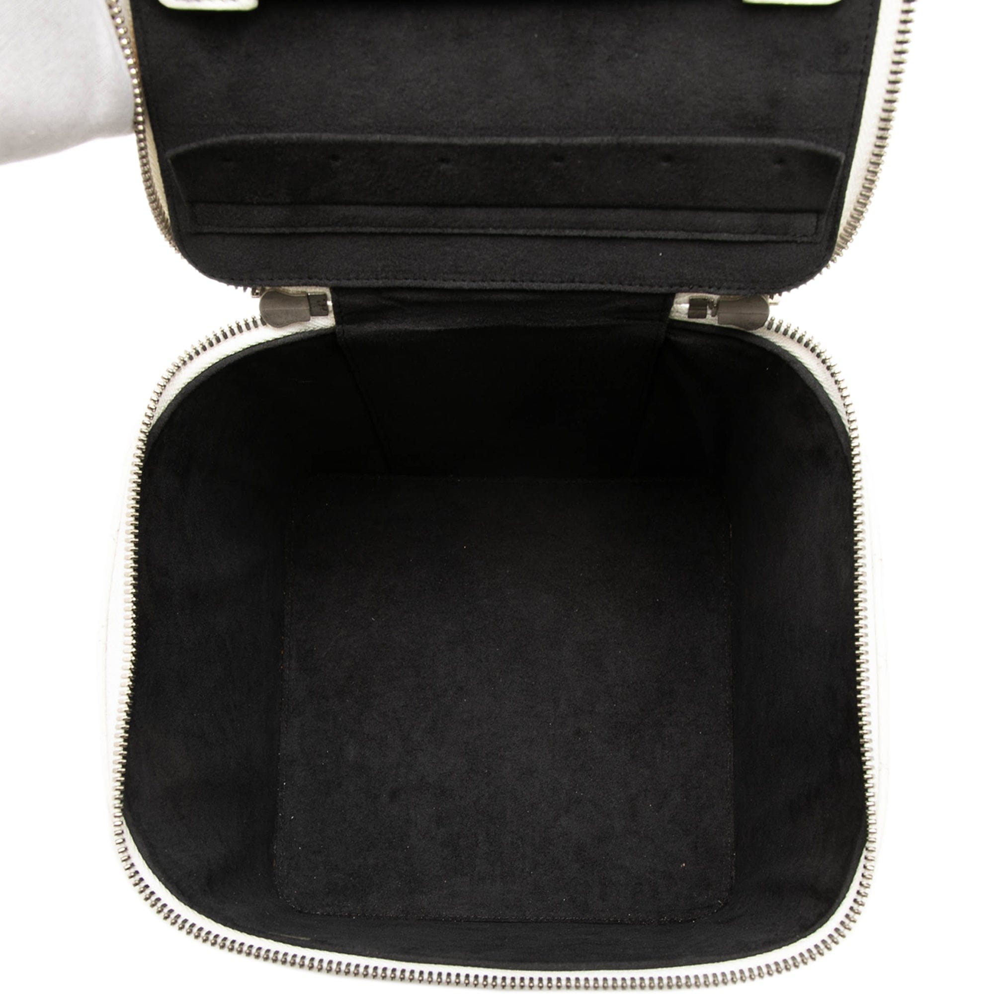 Chanel Large Quilted Lambskin Top Handle Jewelry Box With Chain