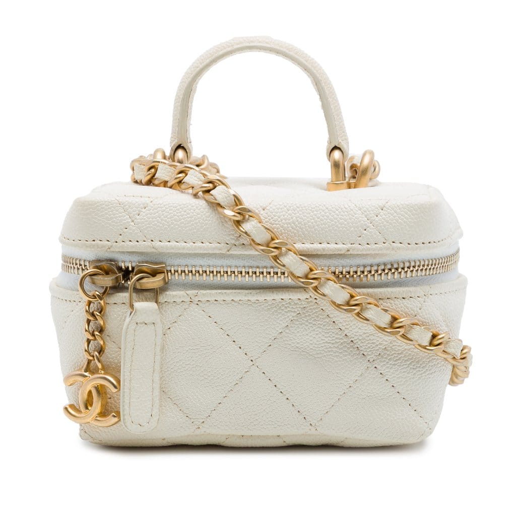 Chanel Mini Caviar Chain Zip Around Vanity Case