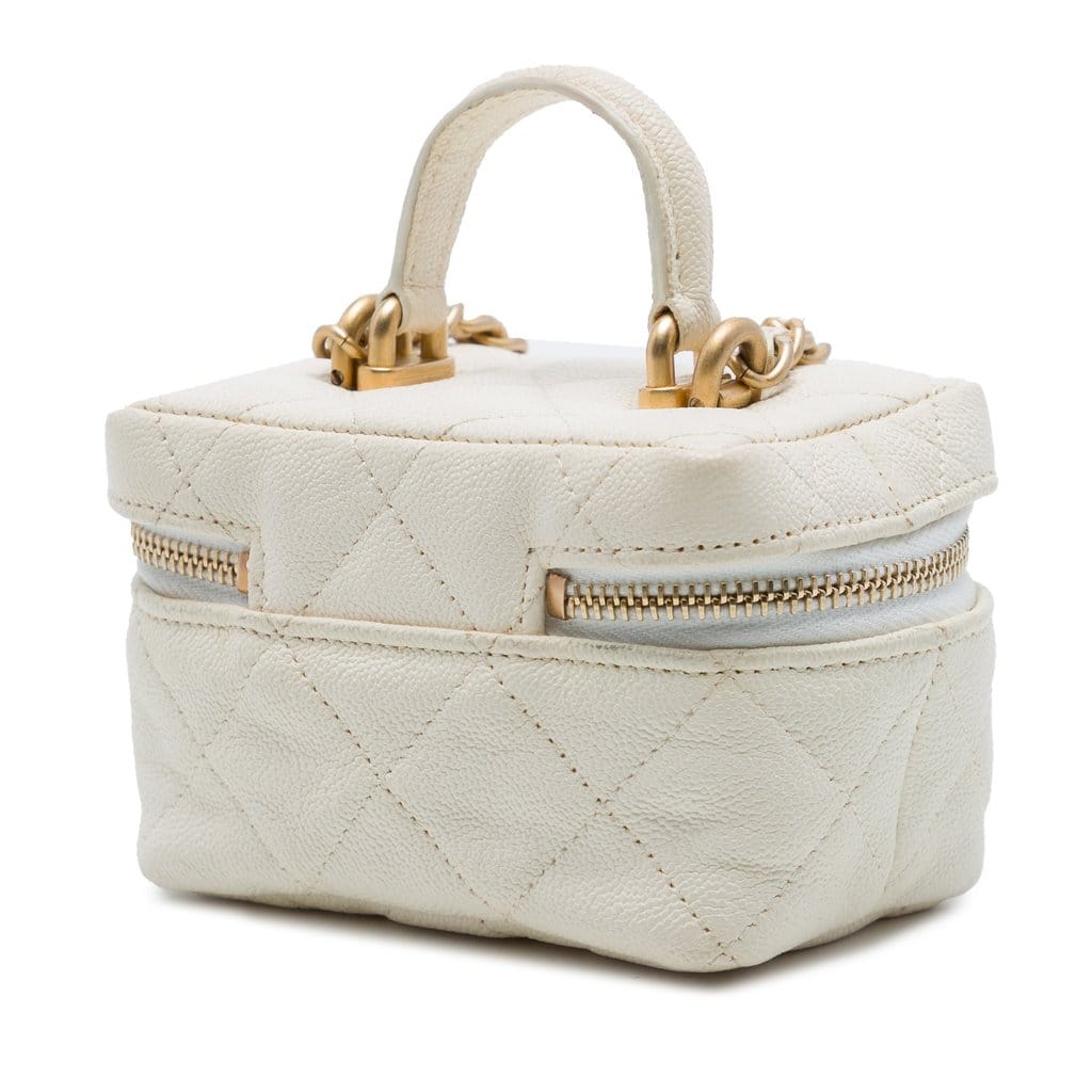 Chanel Mini Caviar Chain Zip Around Vanity Case