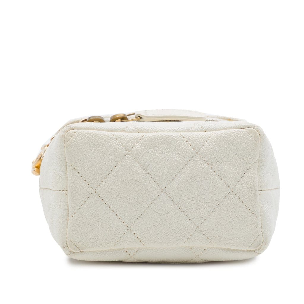 Chanel Mini Caviar Chain Zip Around Vanity Case