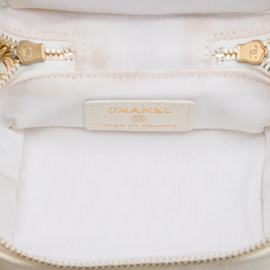Chanel Mini Caviar Chain Zip Around Vanity Case