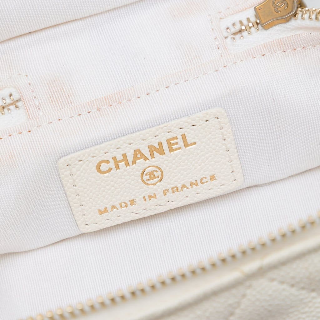 Chanel Mini Caviar Chain Zip Around Vanity Case