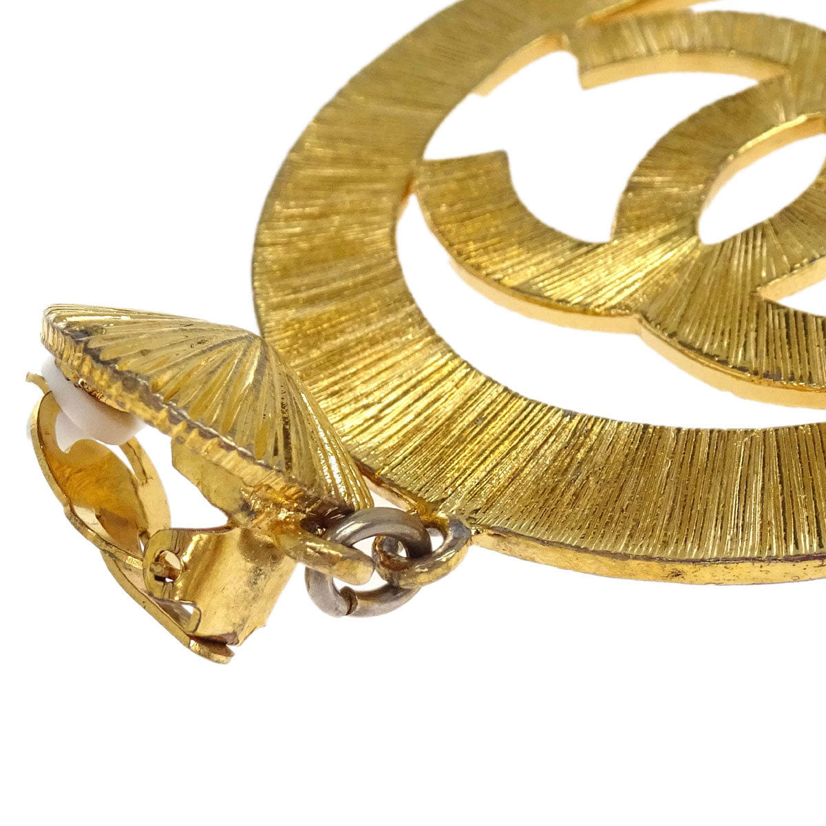 Chanel Dangle CC Hoop Clip - On Earrings Gold 93P
