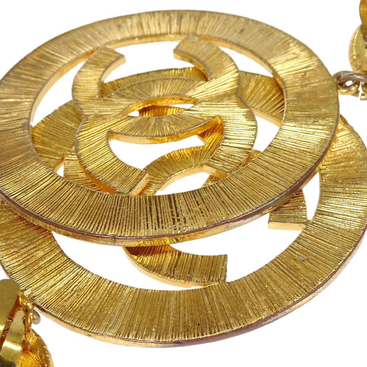 Chanel Dangle CC Hoop Clip - On Earrings Gold 93P