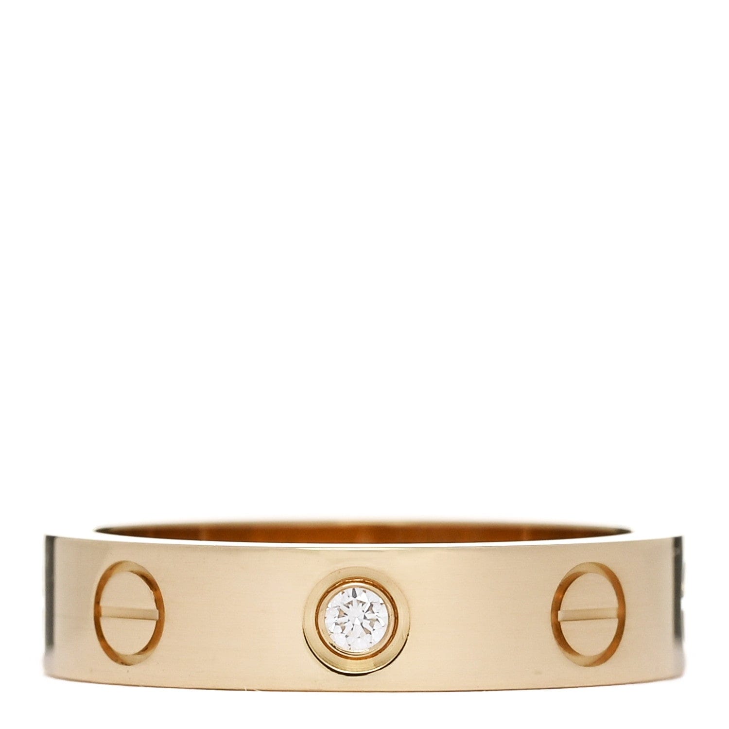 Cartier 18K Yellow Gold Diamond 4 mm LOVE Wedding Band Ring 48 4.5